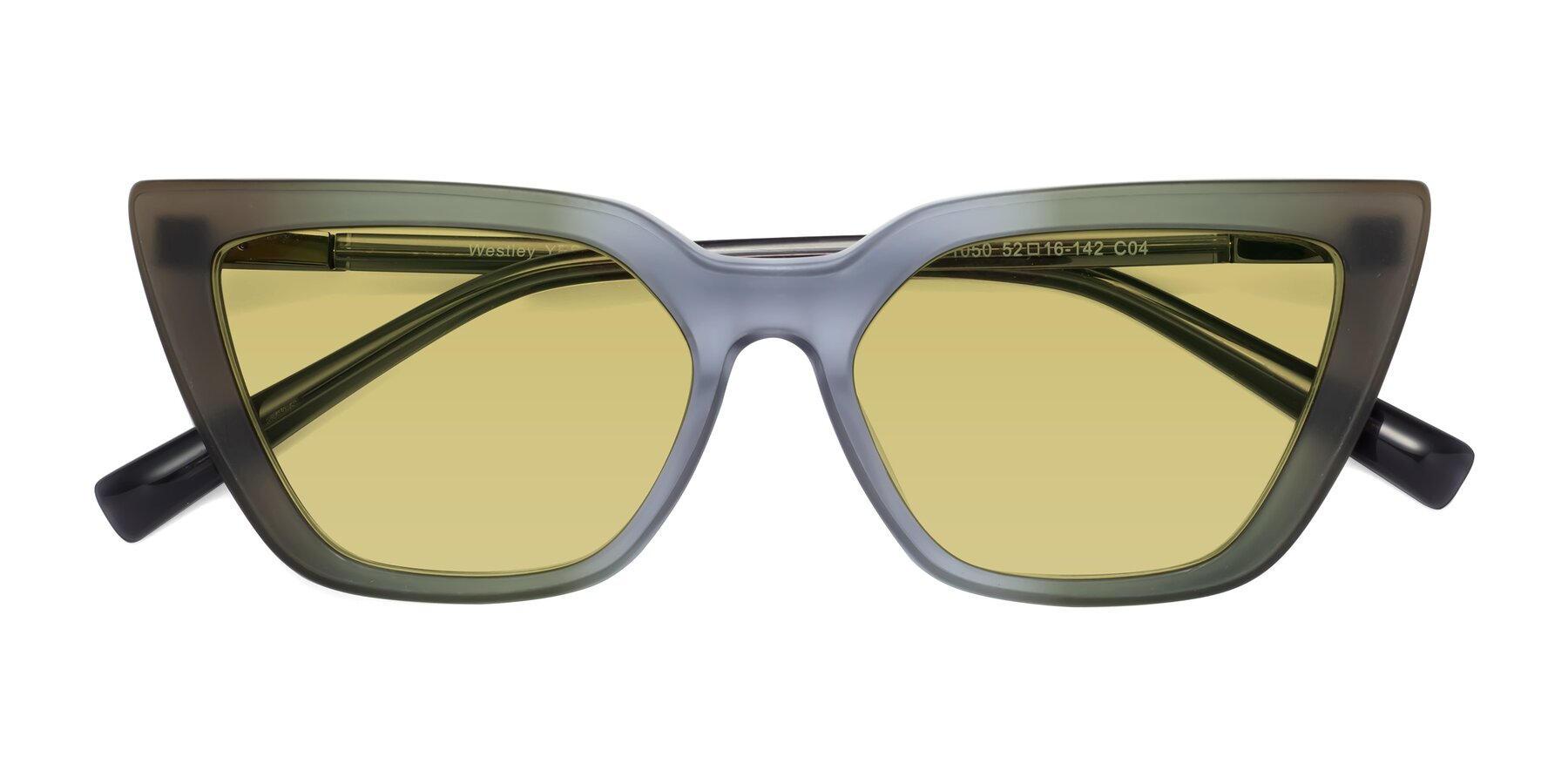 Folded Front of Westley in Gradient Green with Medium Champagne Tinted Lenses