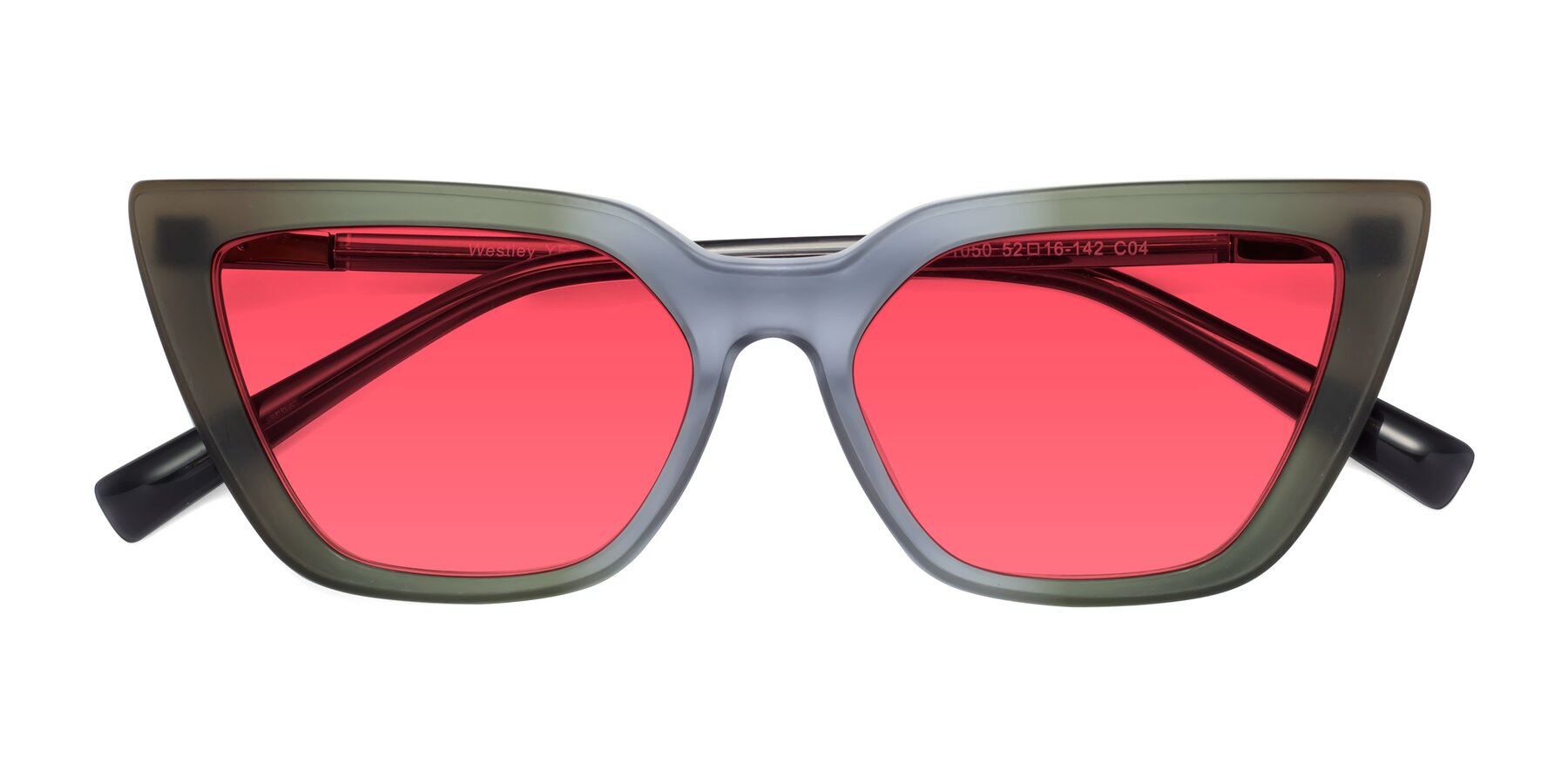 Folded Front of Westley in Gradient Green with Red Tinted Lenses