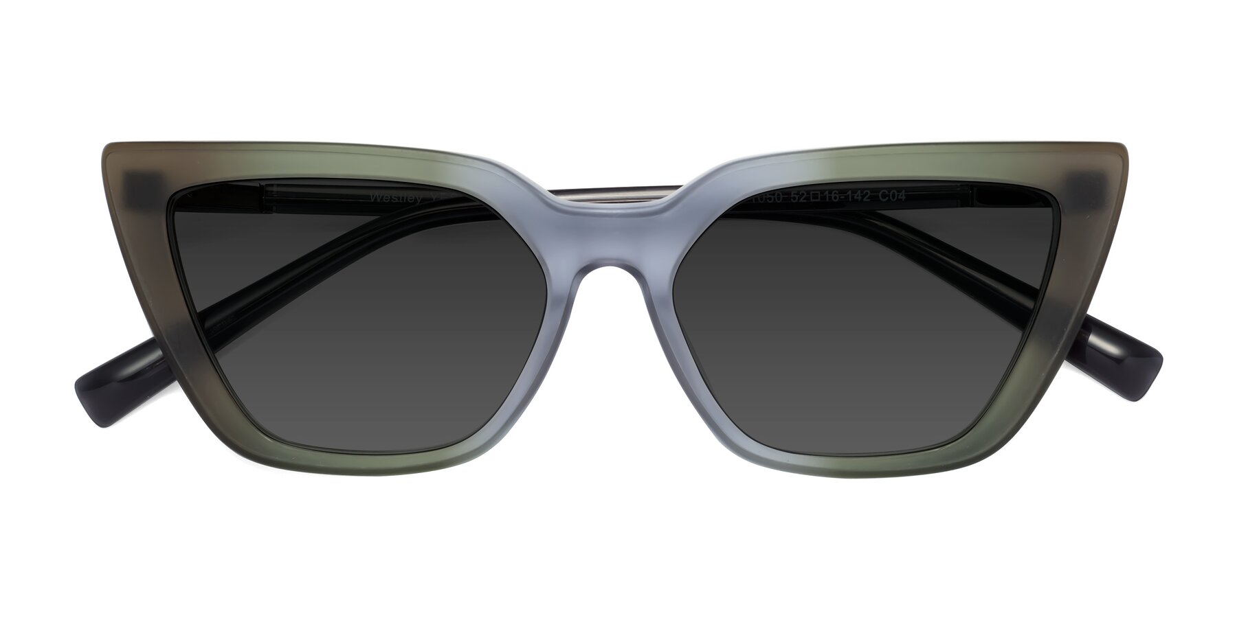 Folded Front of Westley in Gradient Green with Gray Tinted Lenses