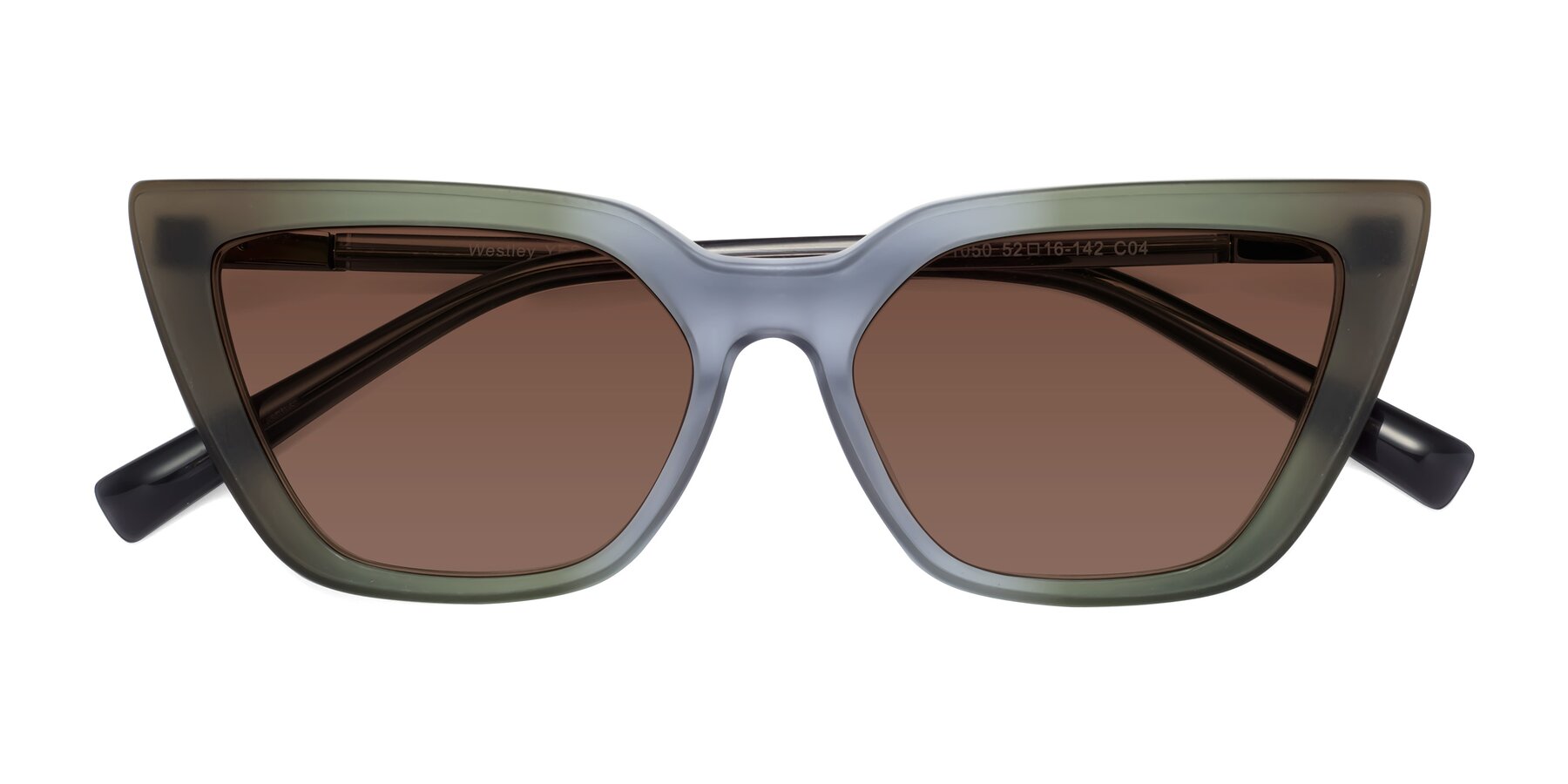 Folded Front of Westley in Gradient Green with Brown Tinted Lenses