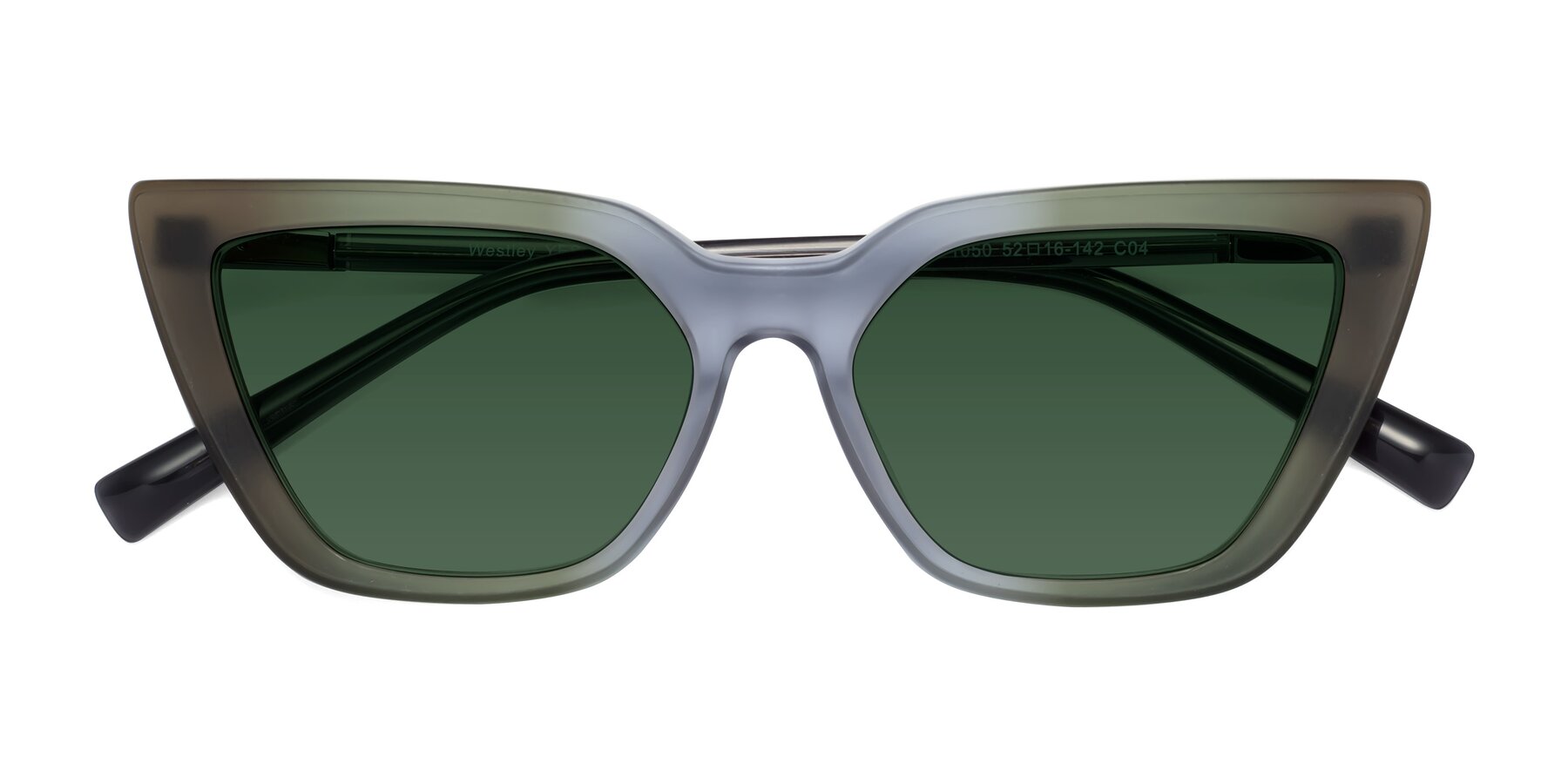 Folded Front of Westley in Gradient Green with Green Tinted Lenses