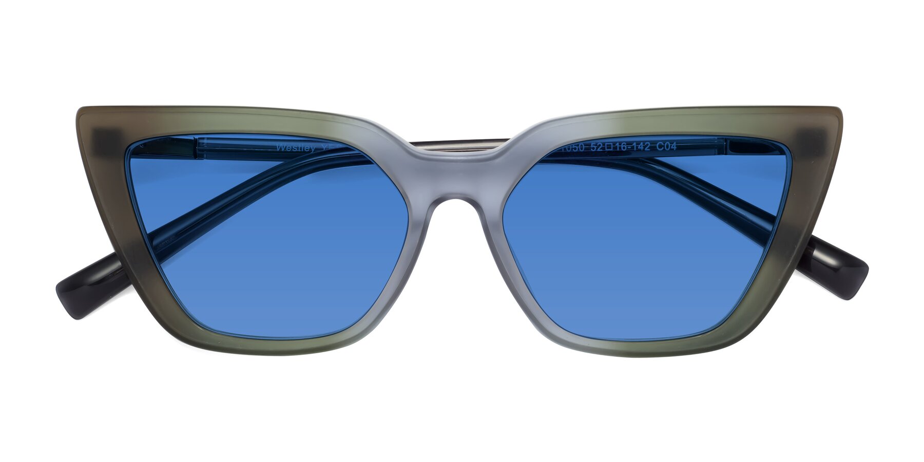 Folded Front of Westley in Gradient Green with Blue Tinted Lenses