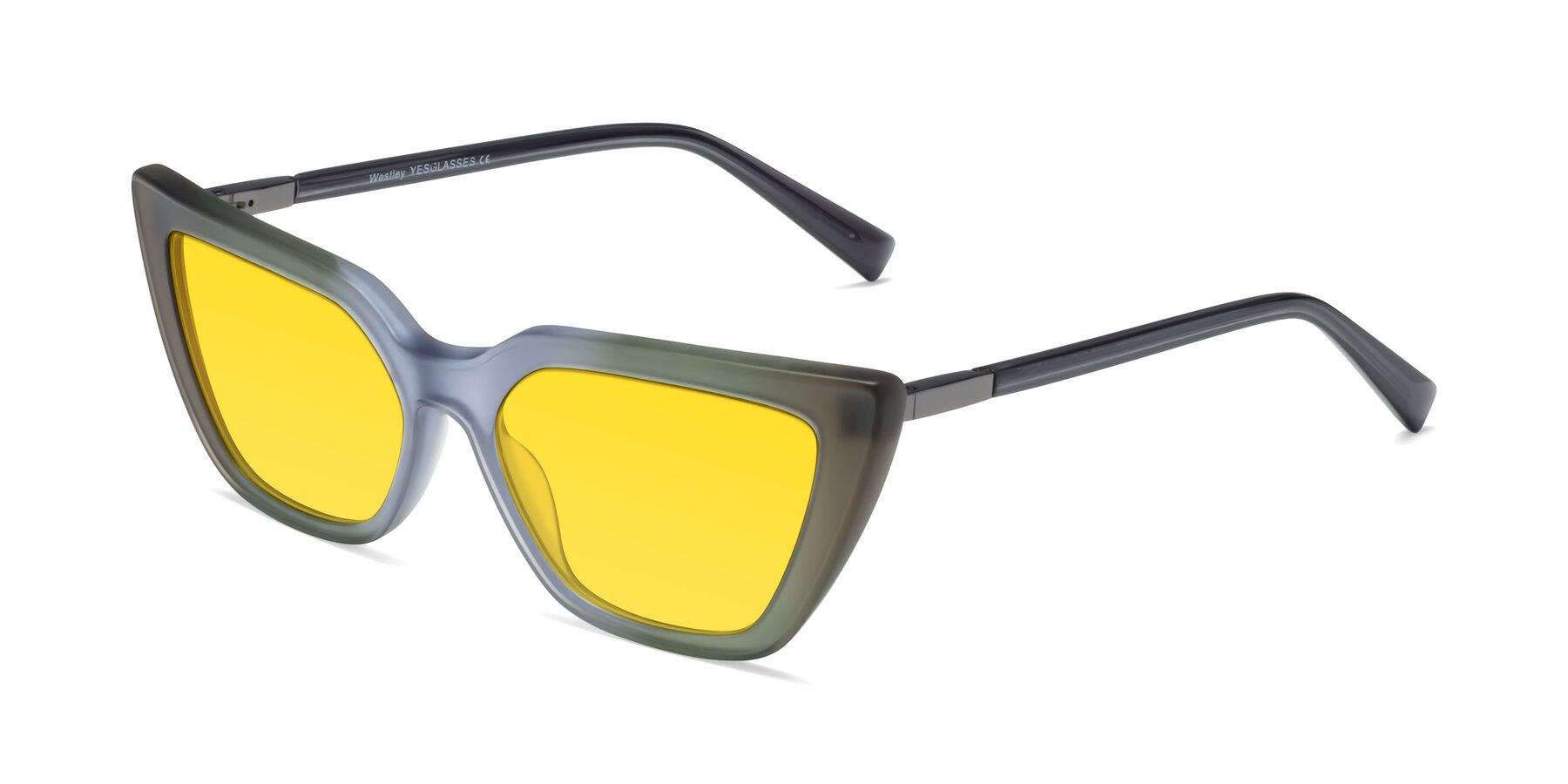 Angle of Westley in Gradient Green with Yellow Tinted Lenses