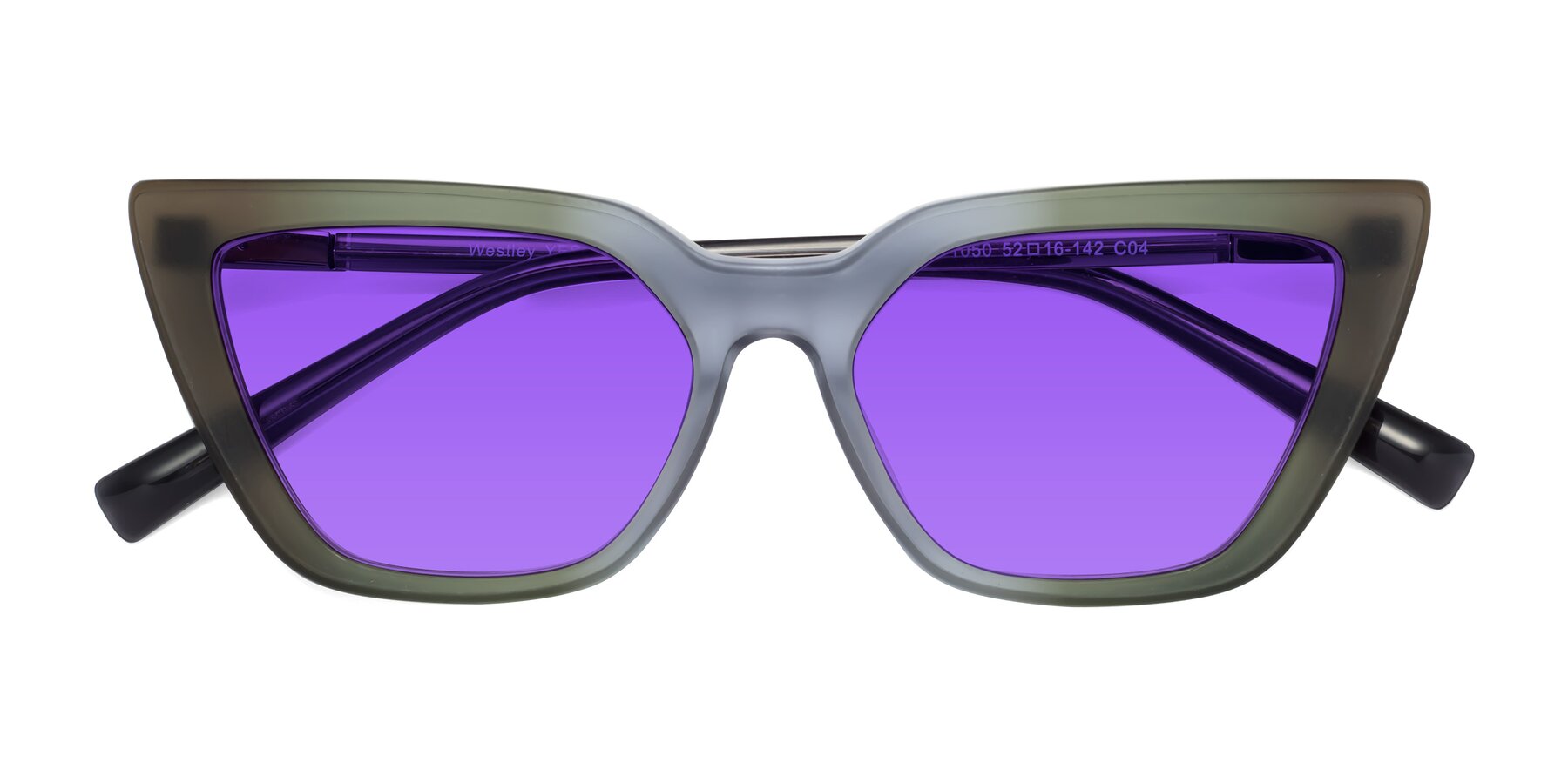 Folded Front of Westley in Gradient Green with Purple Tinted Lenses