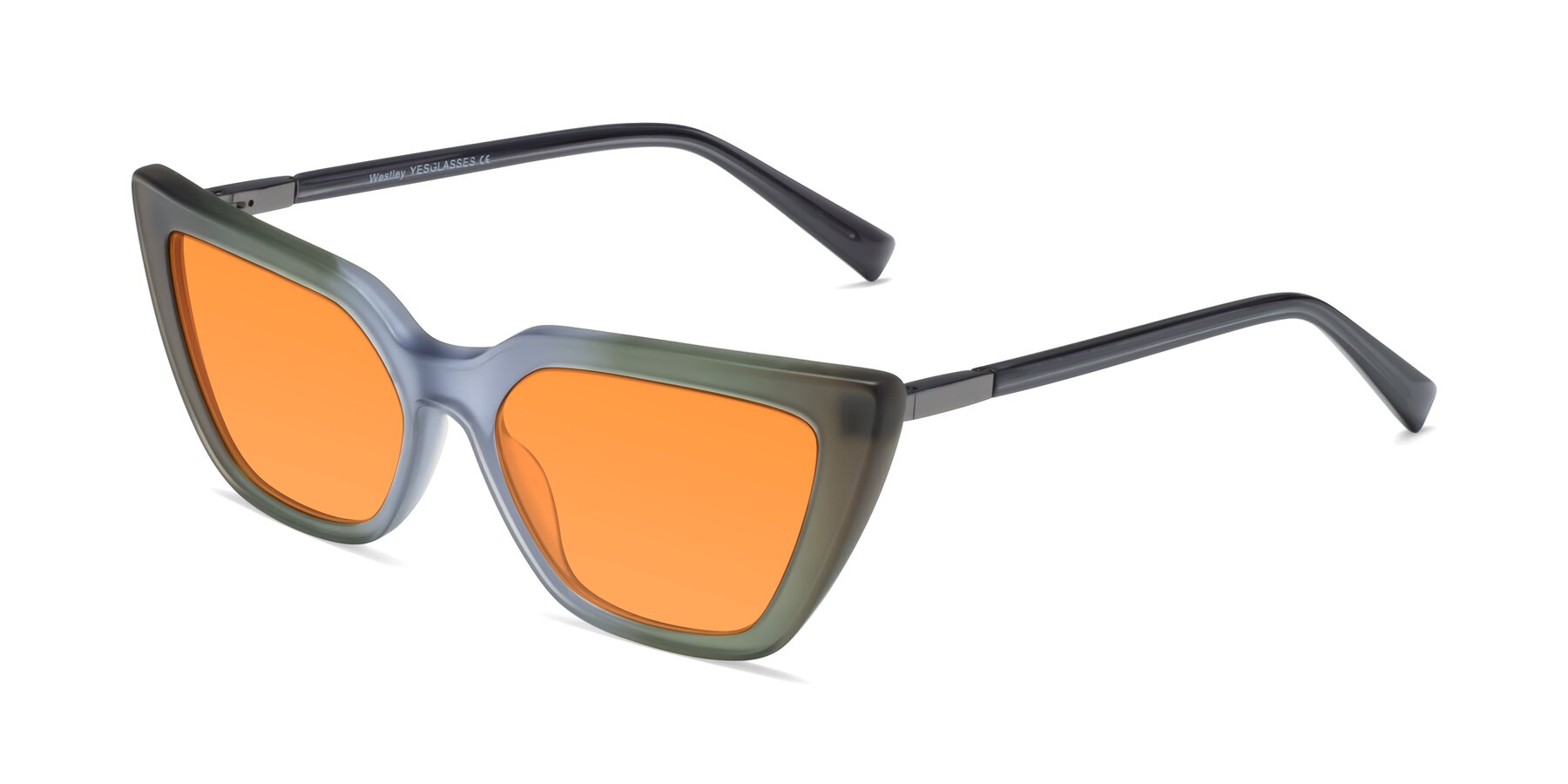Angle of Westley in Gradient Green with Orange Tinted Lenses