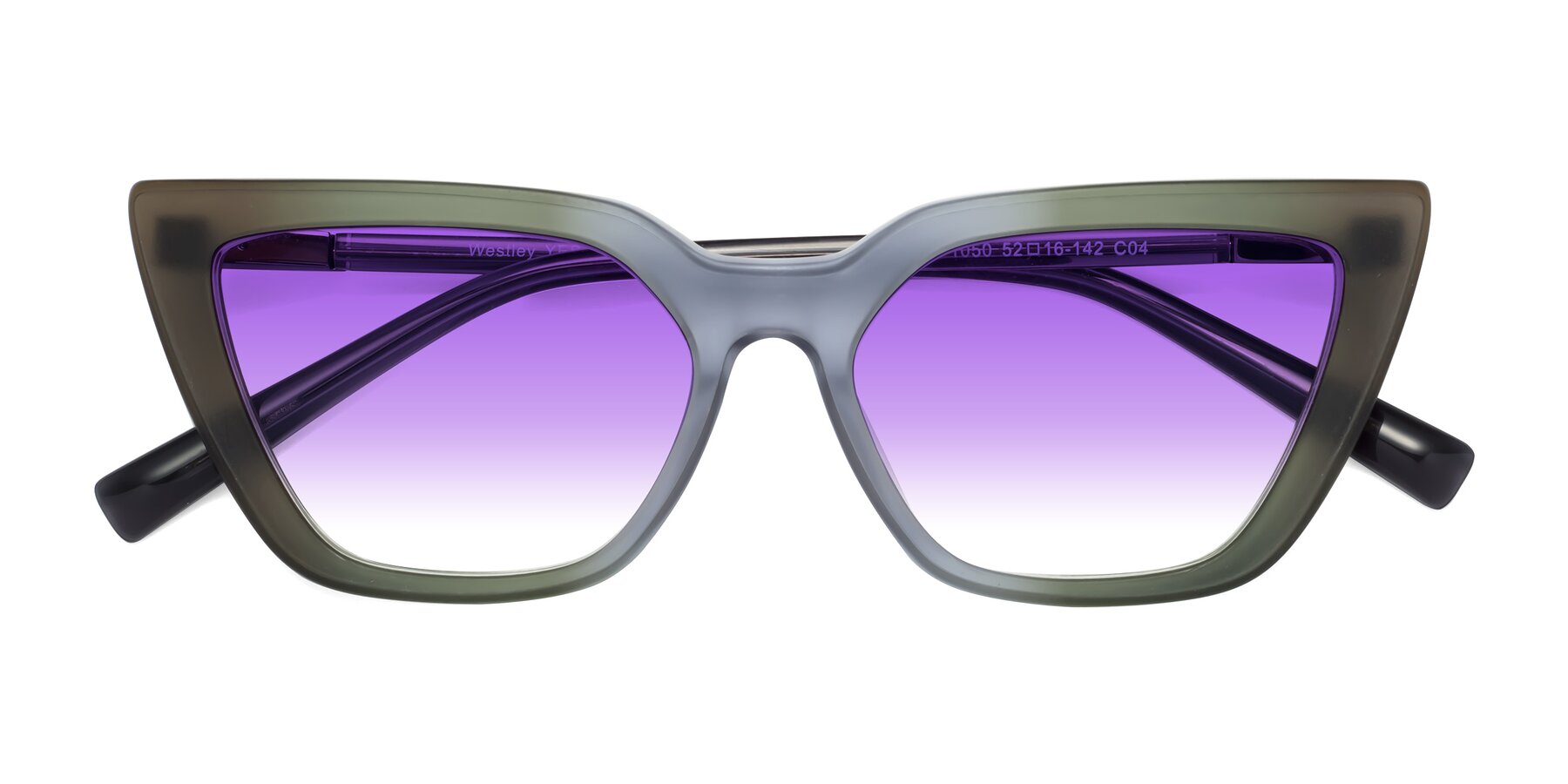 Folded Front of Westley in Gradient Green with Purple Gradient Lenses