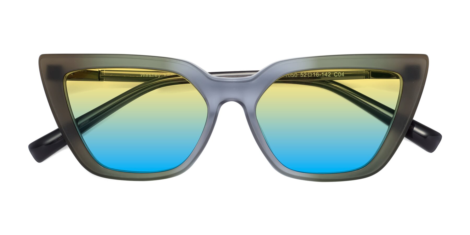 Folded Front of Westley in Gradient Green with Yellow / Blue Gradient Lenses