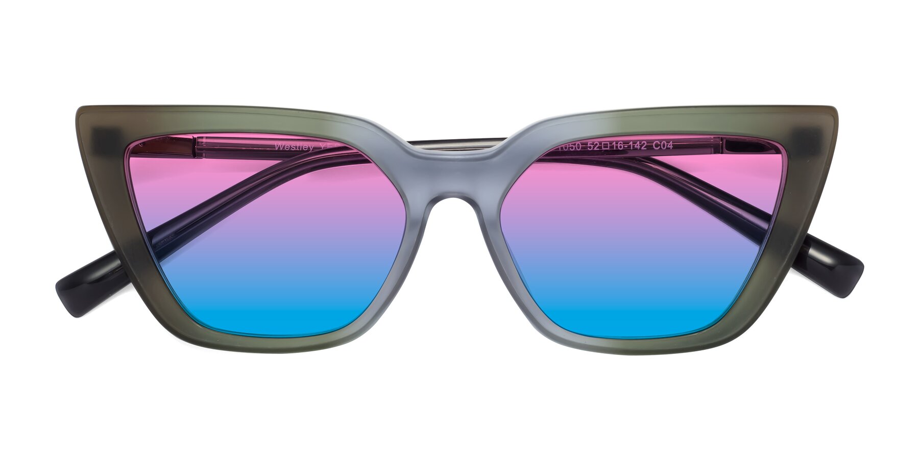 Folded Front of Westley in Gradient Green with Pink / Blue Gradient Lenses