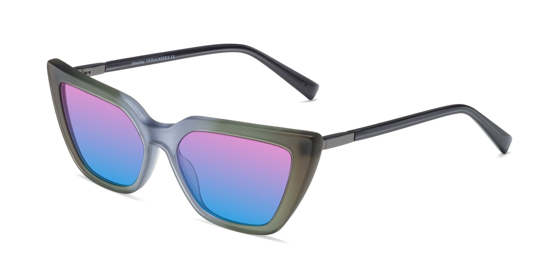 Angle of Westley in Gradient Green with Pink / Blue Gradient Lenses