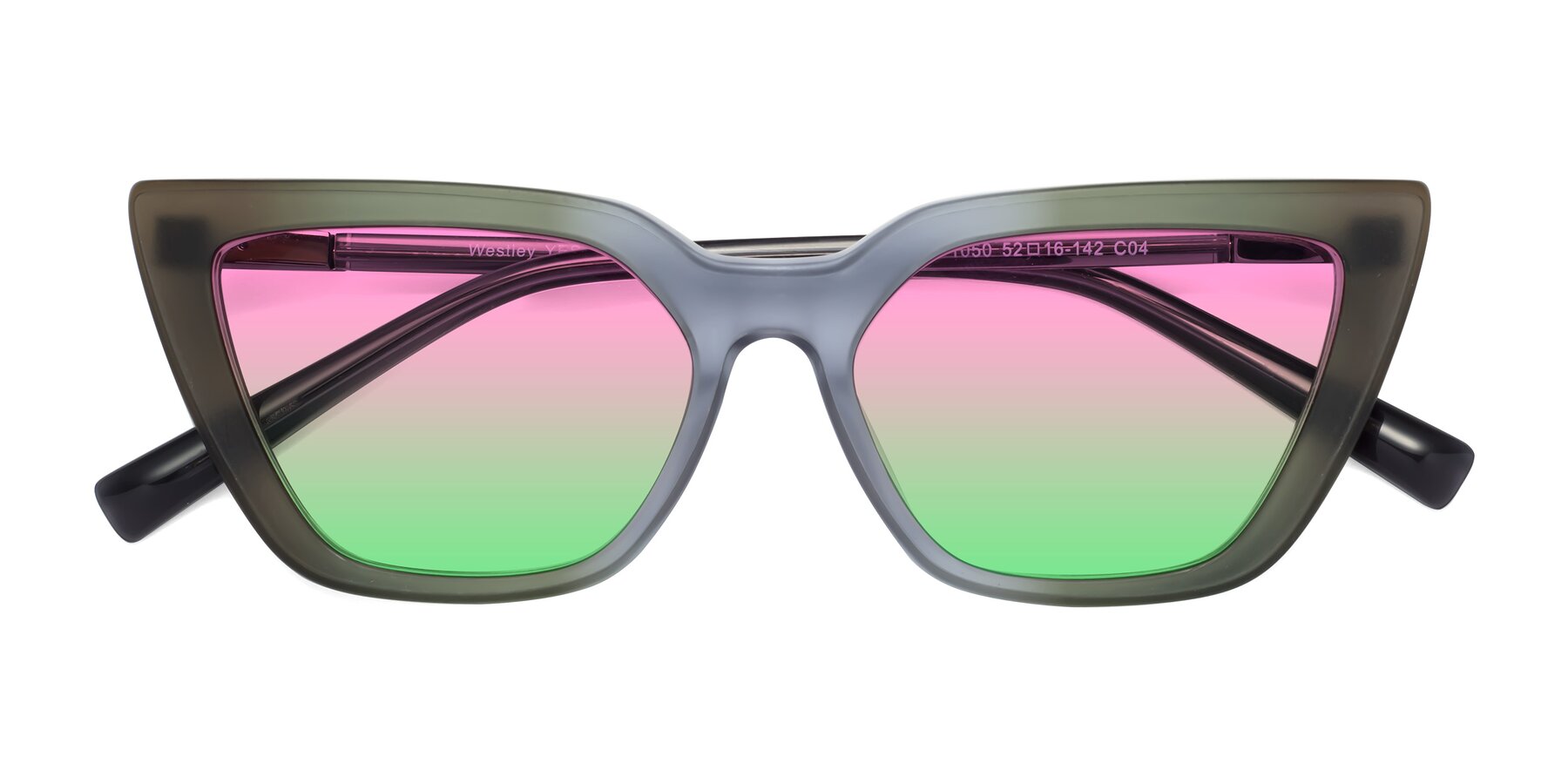 Folded Front of Westley in Gradient Green with Pink / Green Gradient Lenses