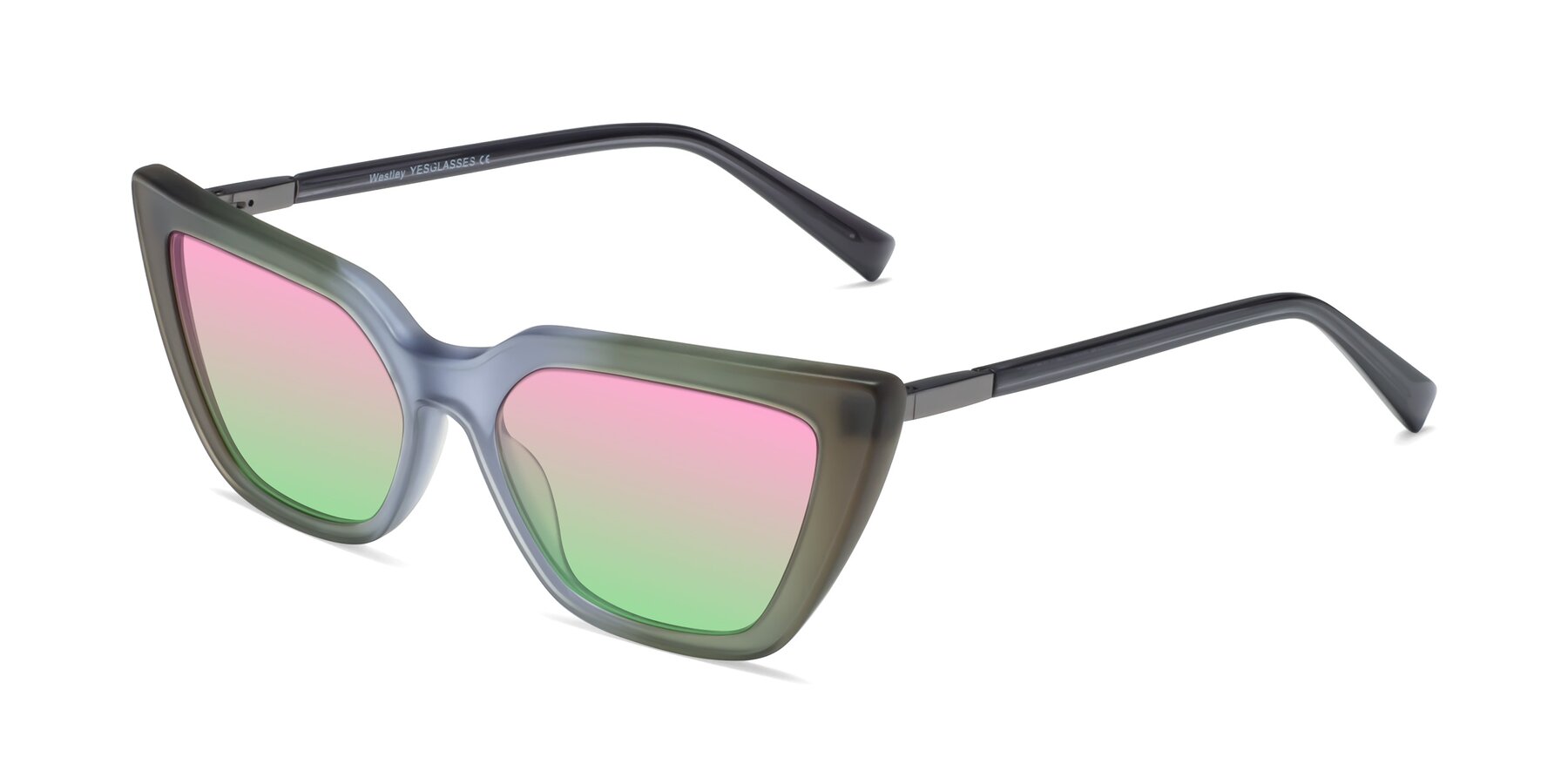 Angle of Westley in Gradient Green with Pink / Green Gradient Lenses