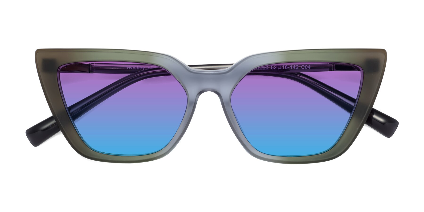 Folded Front of Westley in Gradient Green with Purple / Blue Gradient Lenses