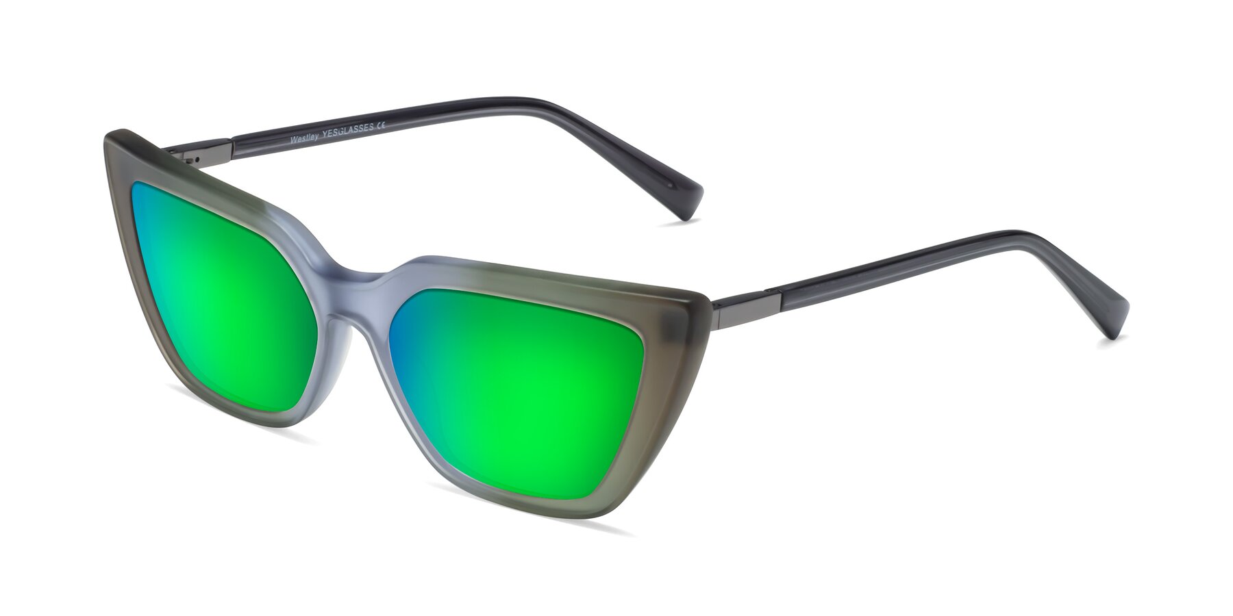 Angle of Westley in Gradient Green with Green Mirrored Lenses