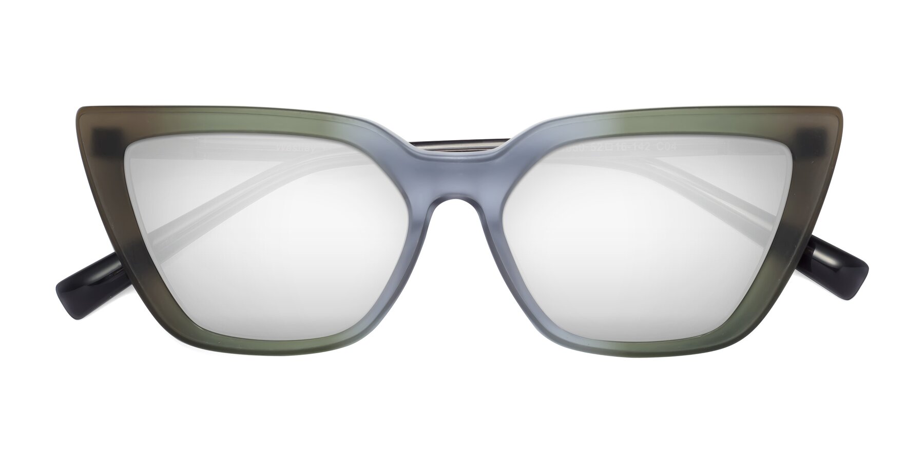 Folded Front of Westley in Gradient Green with Silver Mirrored Lenses