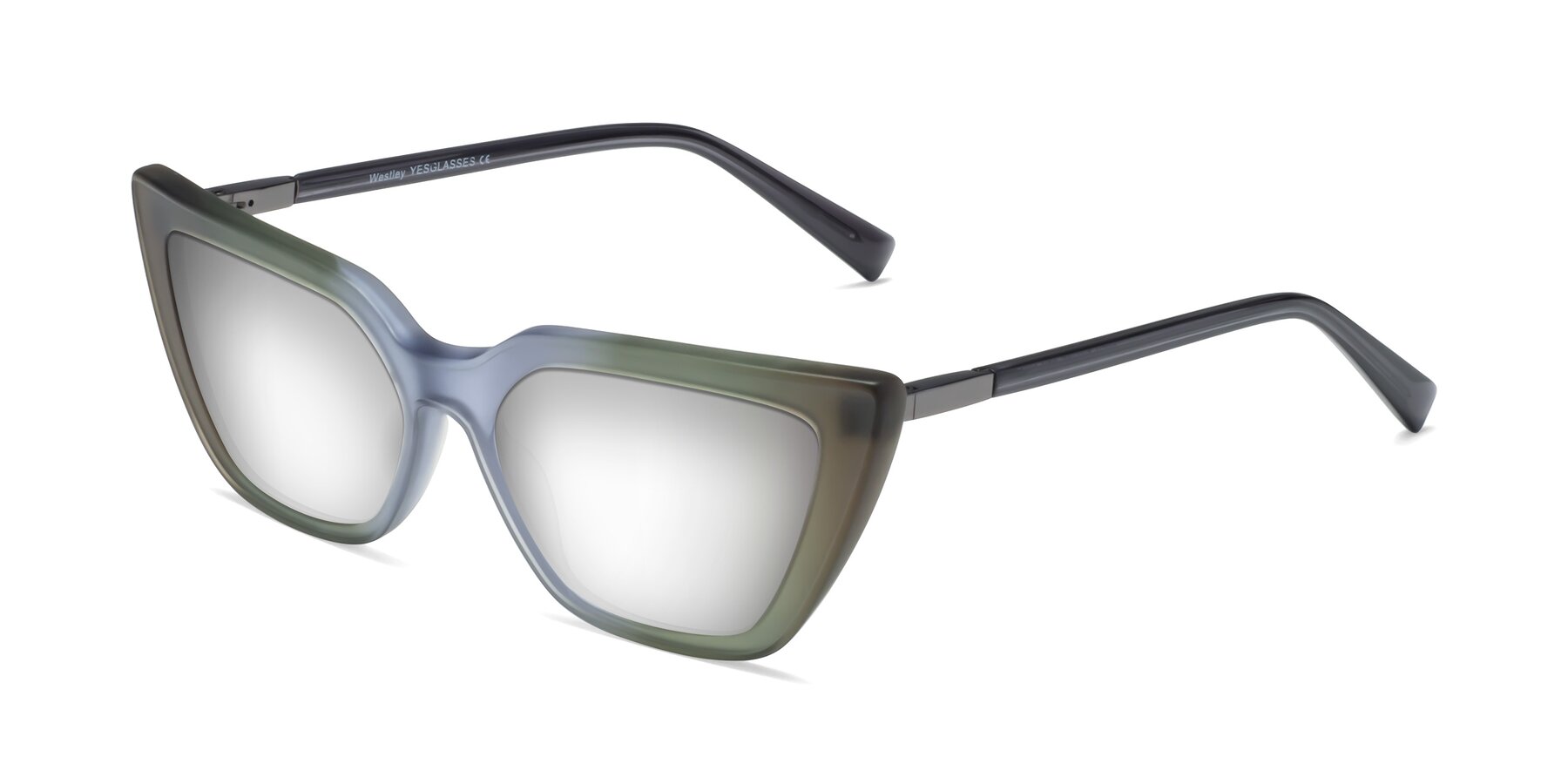 Angle of Westley in Gradient Green with Silver Mirrored Lenses