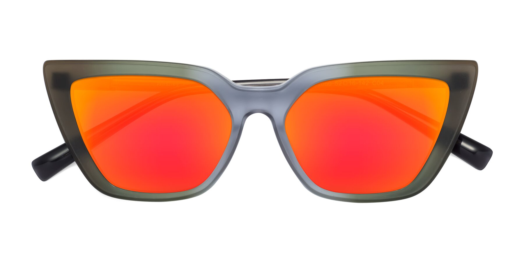 Folded Front of Westley in Gradient Green with Red Gold Mirrored Lenses