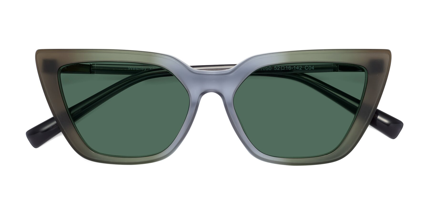 Folded Front of Westley in Gradient Green with Green Polarized Lenses