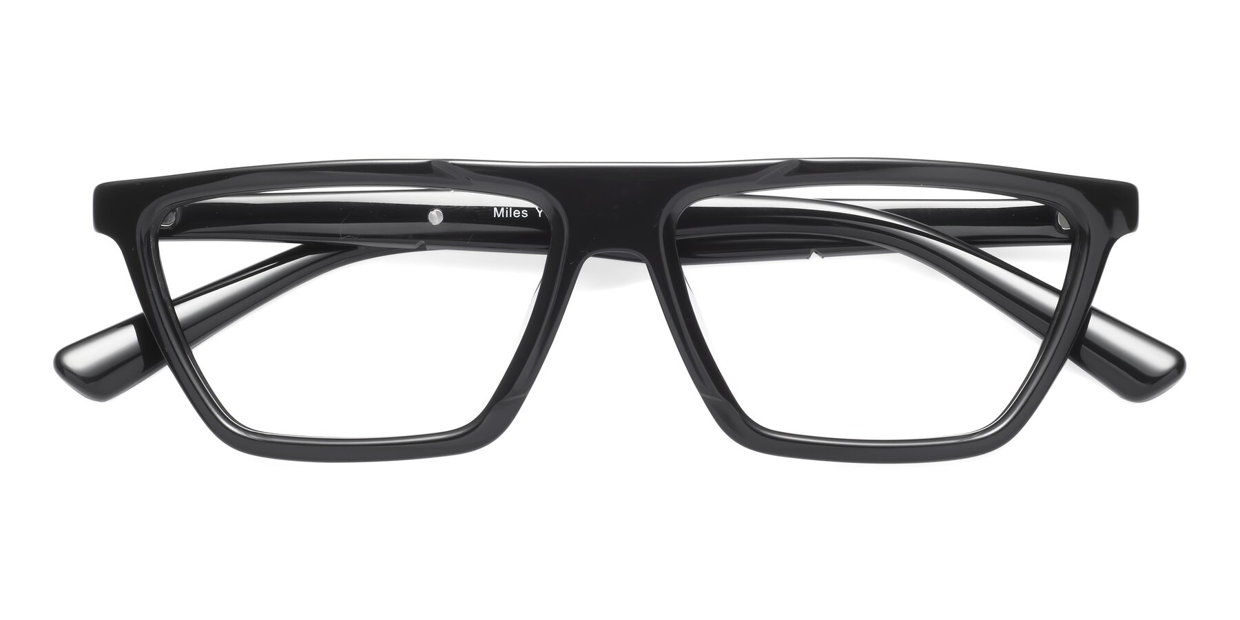 Folded Front of Miles in Black with Clear Blue Light Blocking Lenses