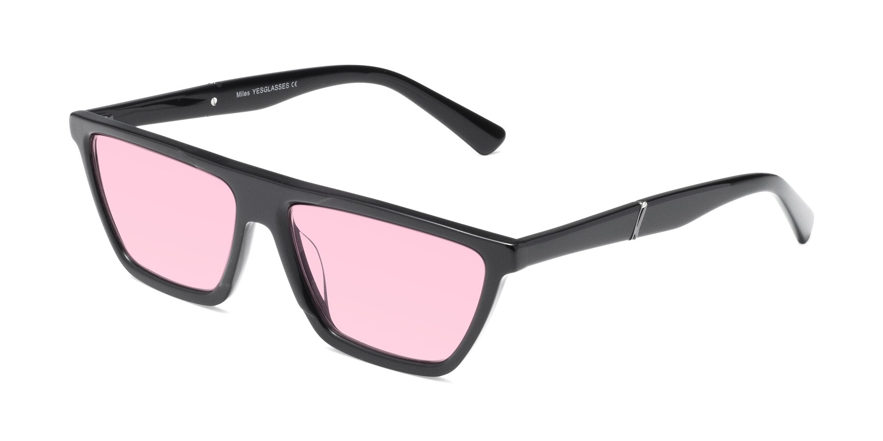 Angle of Miles in Black with Light Pink Tinted Lenses