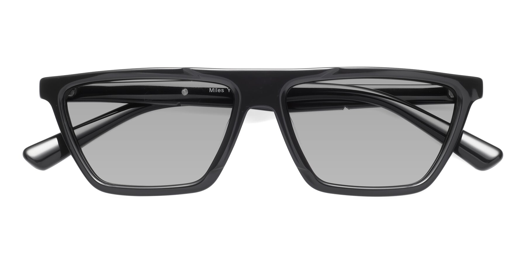 Folded Front of Miles in Black with Light Gray Tinted Lenses