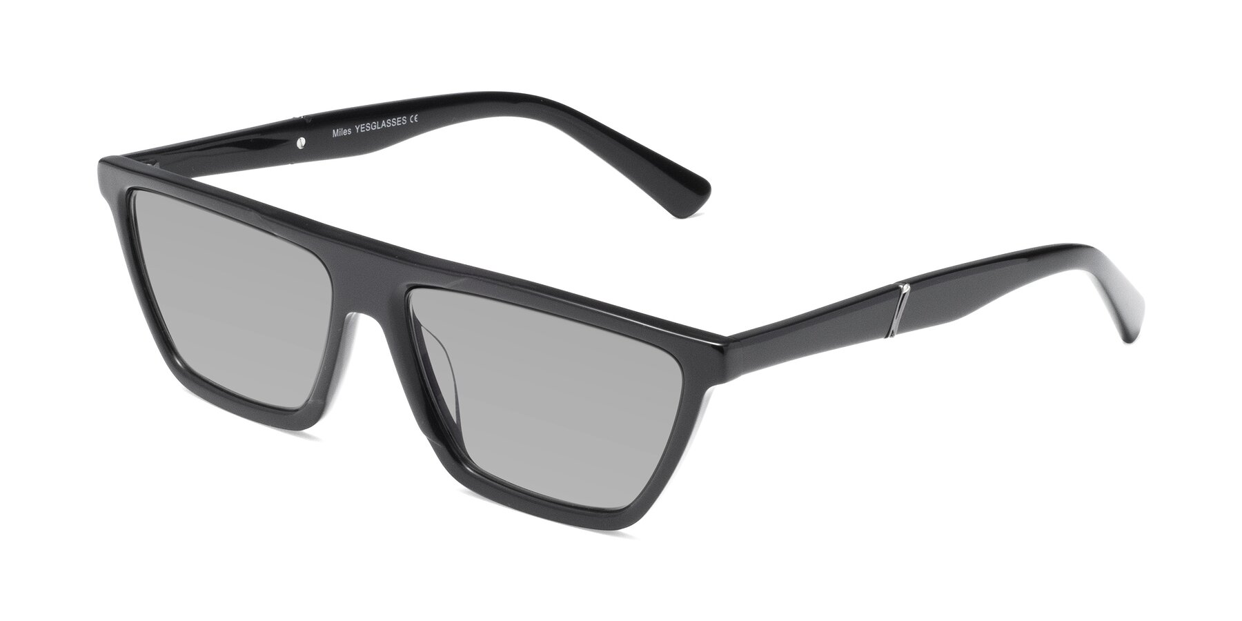 Angle of Miles in Black with Light Gray Tinted Lenses