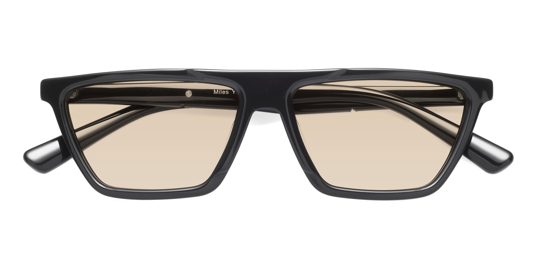Folded Front of Miles in Black with Light Brown Tinted Lenses