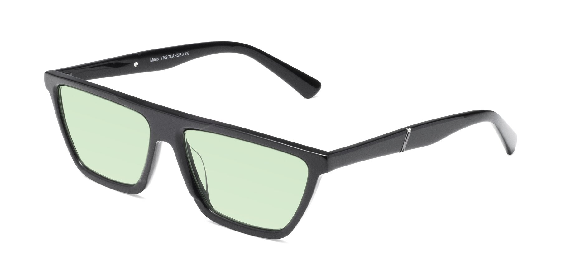 Angle of Miles in Black with Light Green Tinted Lenses