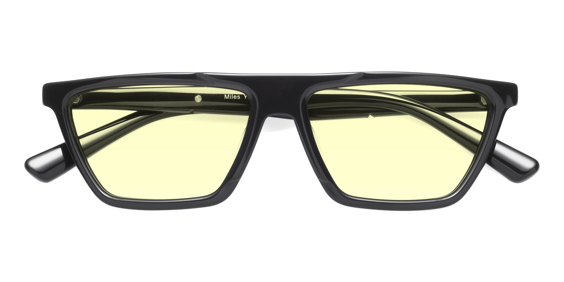 Folded Front of Miles in Black with Light Yellow Tinted Lenses