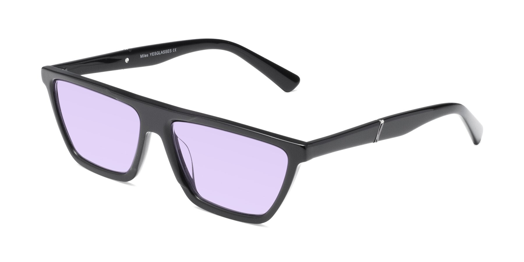 Angle of Miles in Black with Light Purple Tinted Lenses
