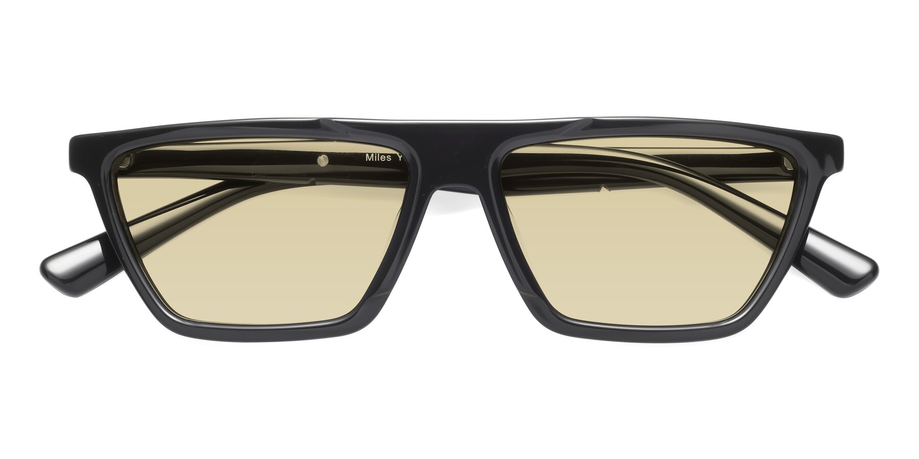 Folded Front of Miles in Black with Light Champagne Tinted Lenses