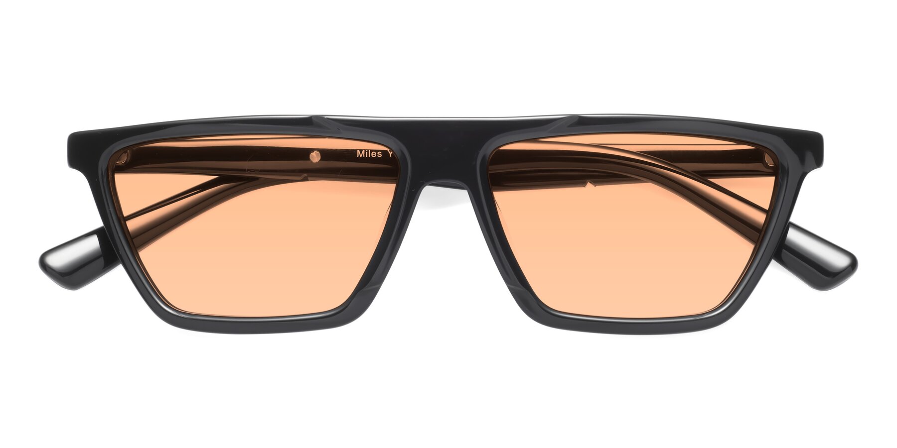Folded Front of Miles in Black with Light Orange Tinted Lenses