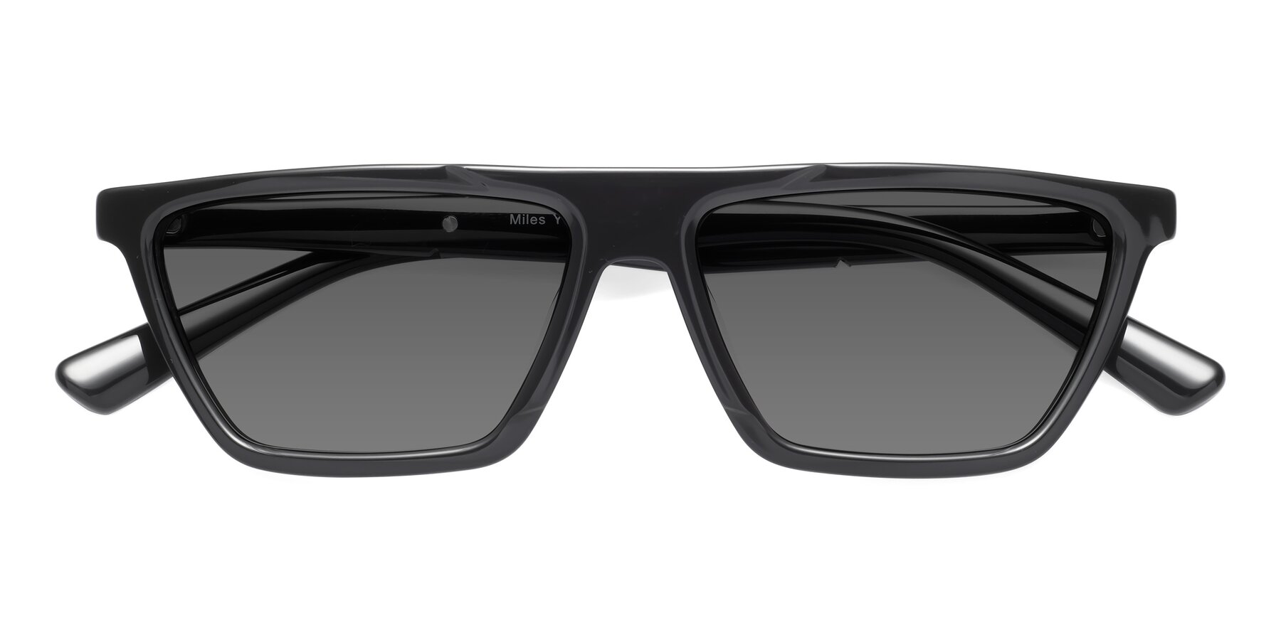 Folded Front of Miles in Black with Medium Gray Tinted Lenses