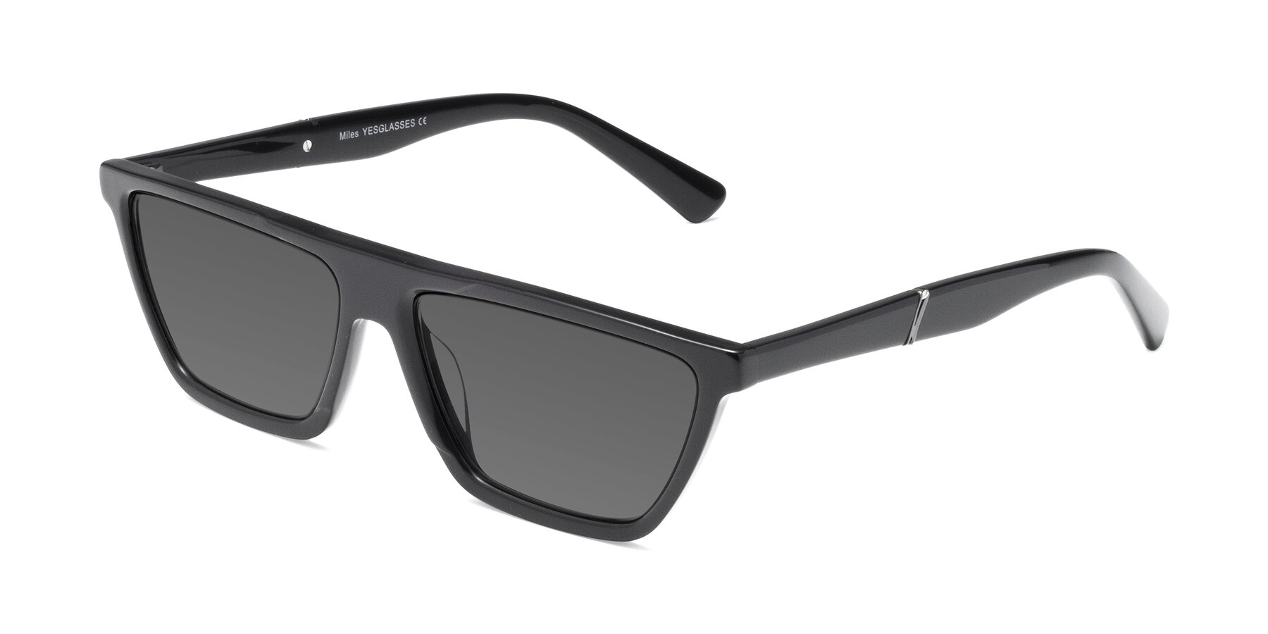 Angle of Miles in Black with Medium Gray Tinted Lenses