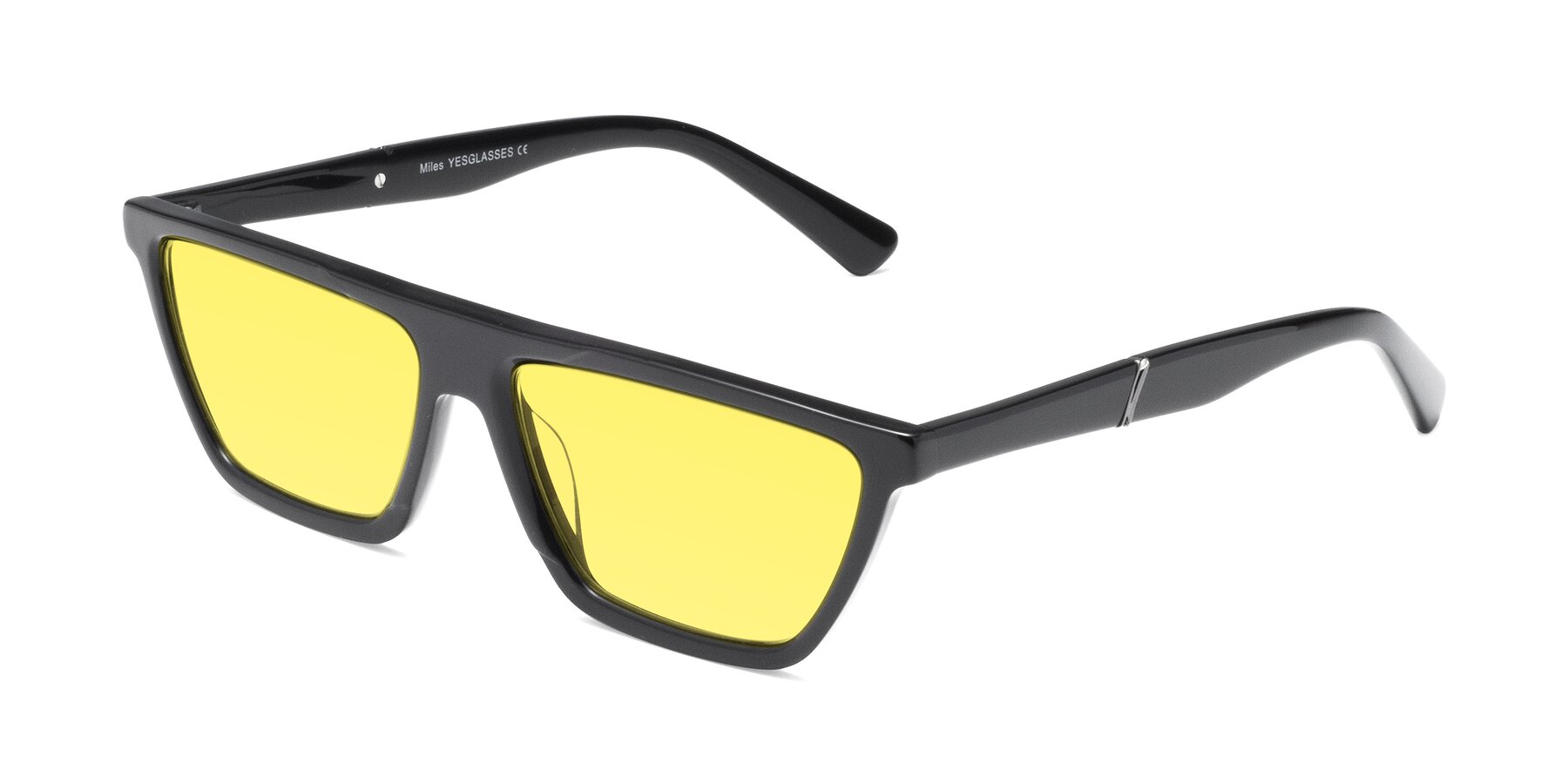 Angle of Miles in Black with Medium Yellow Tinted Lenses