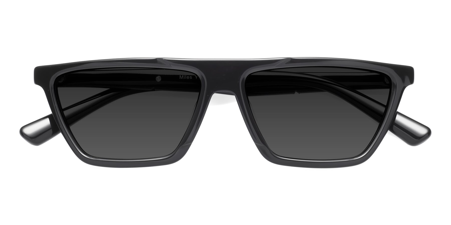 Folded Front of Miles in Black with Gray Tinted Lenses