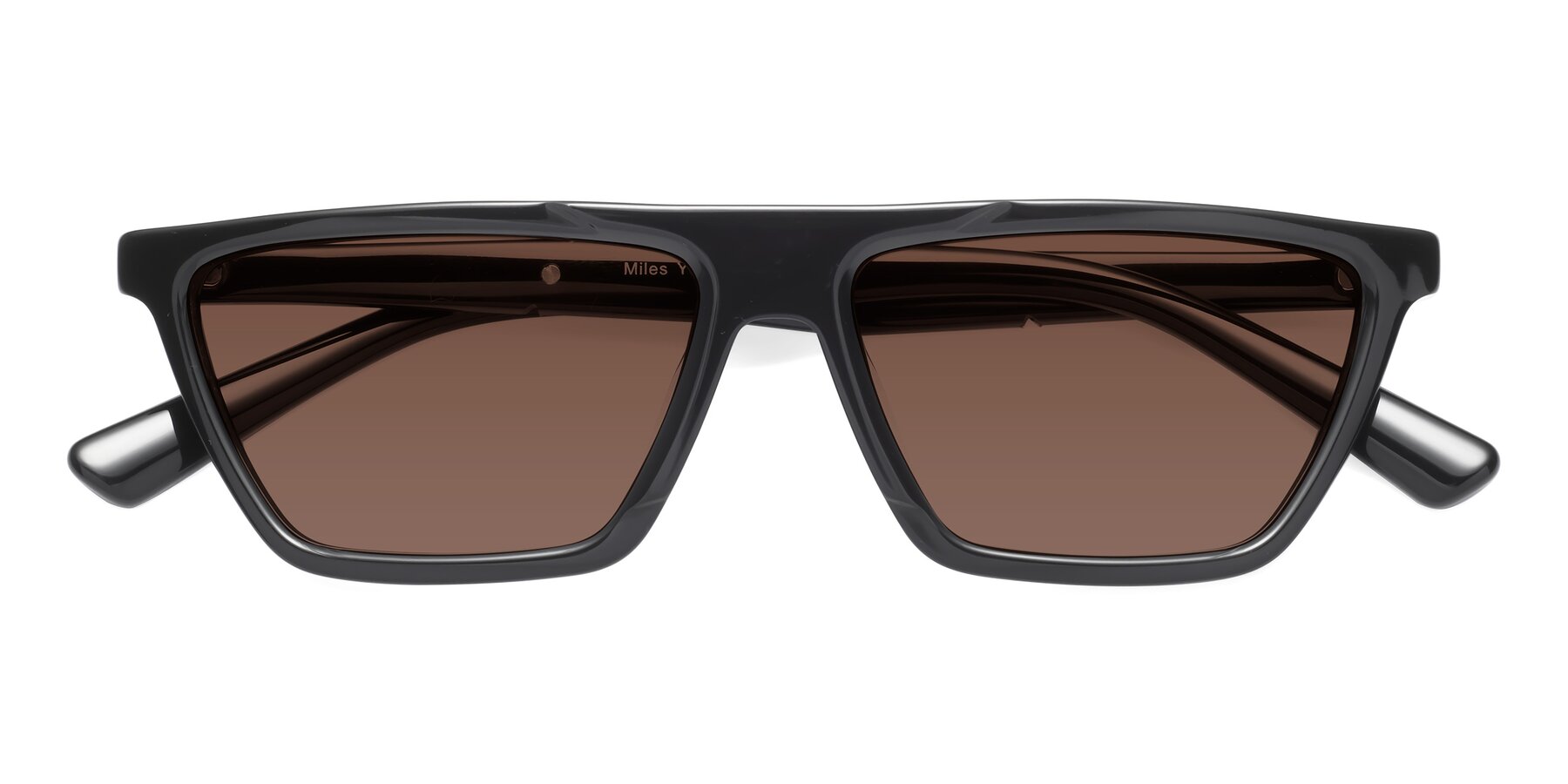 Folded Front of Miles in Black with Brown Tinted Lenses