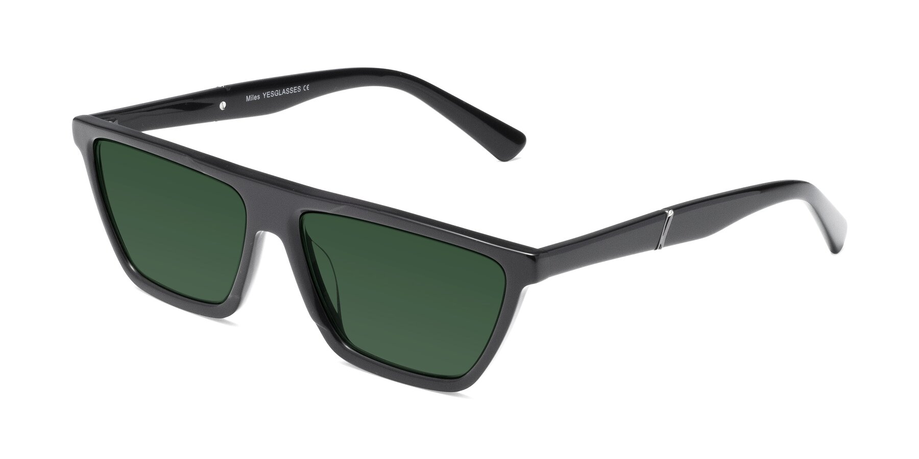 Angle of Miles in Black with Green Tinted Lenses