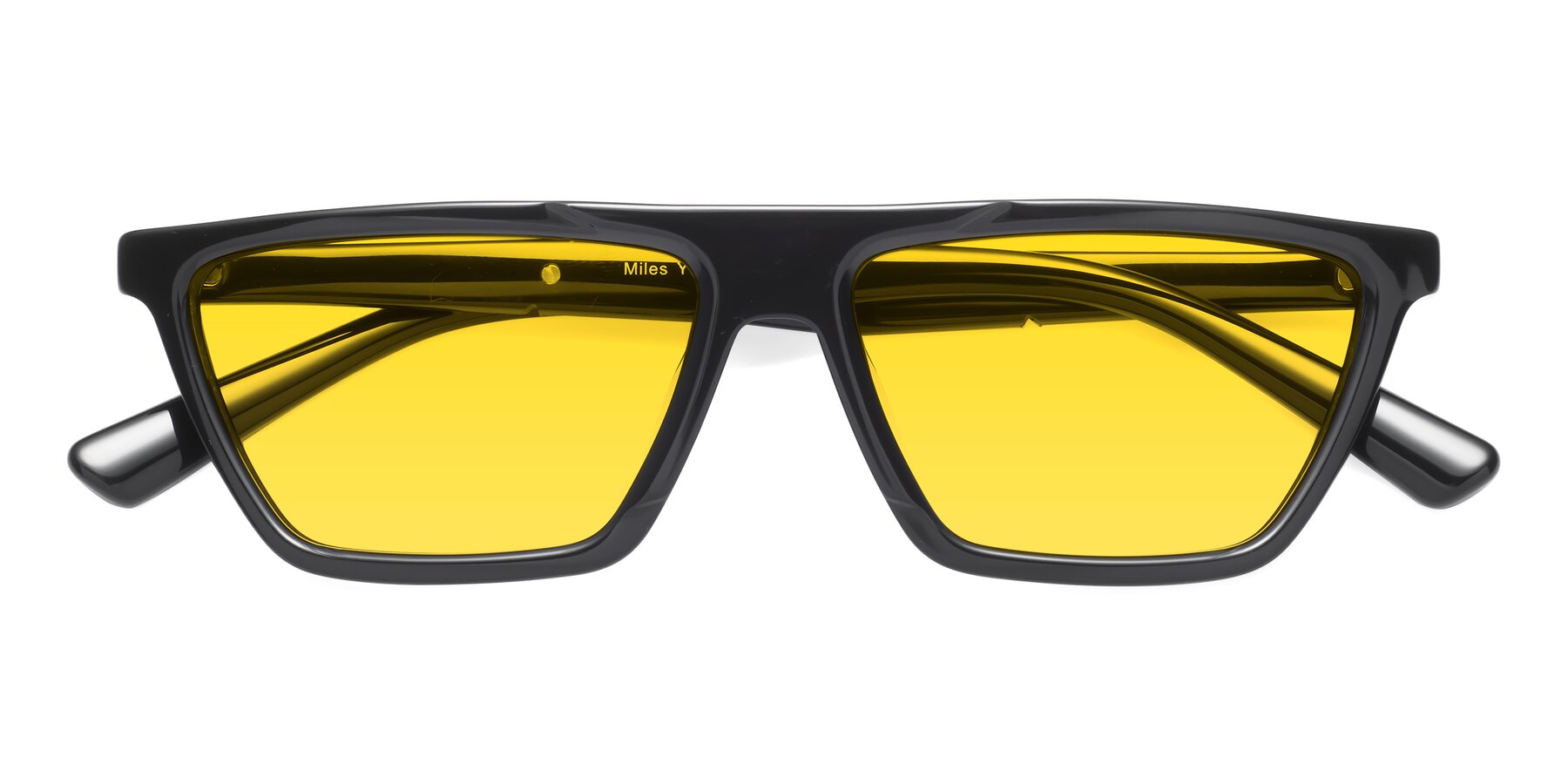 Folded Front of Miles in Black with Yellow Tinted Lenses