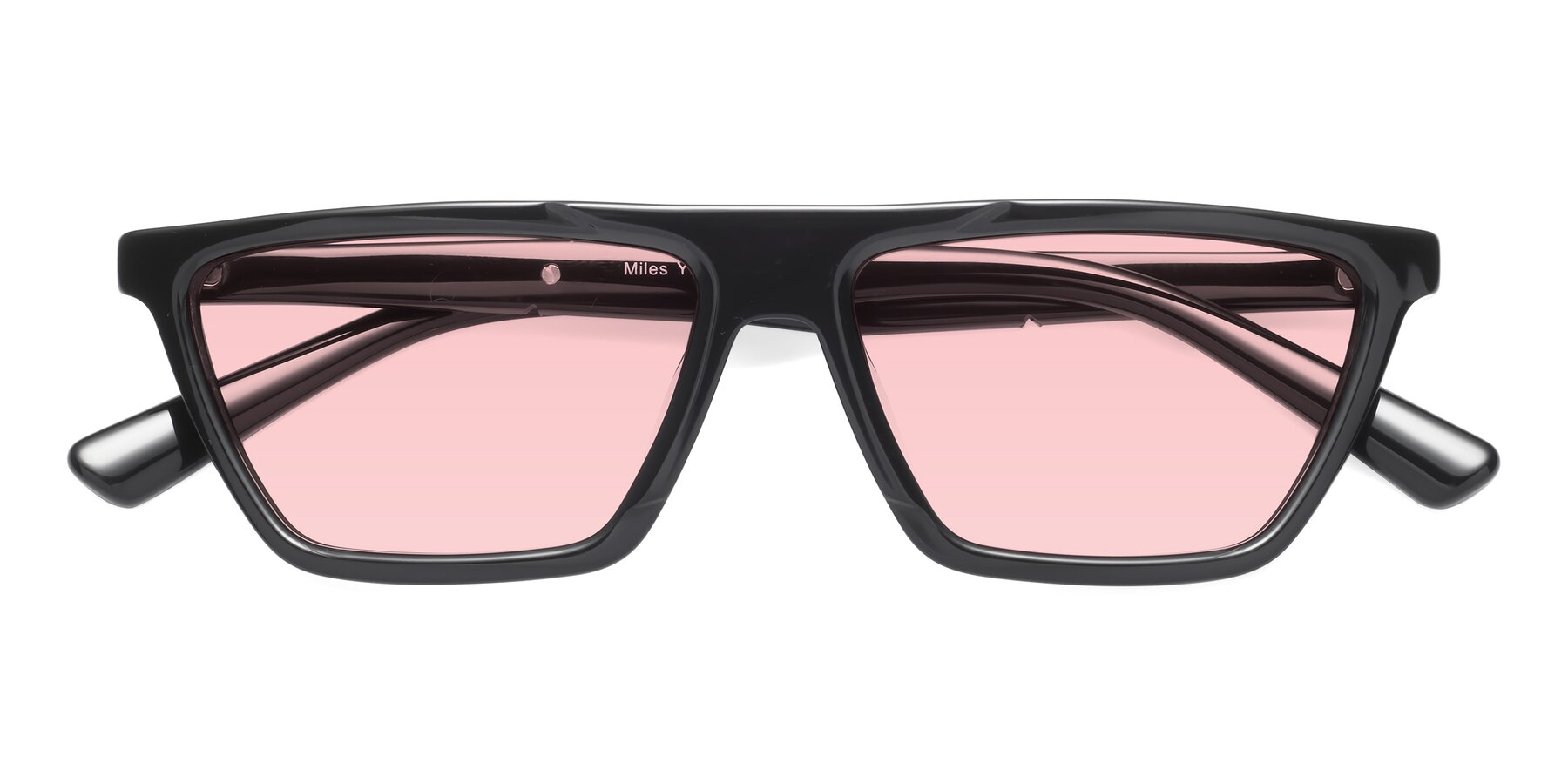 Folded Front of Miles in Black with Light Garnet Tinted Lenses