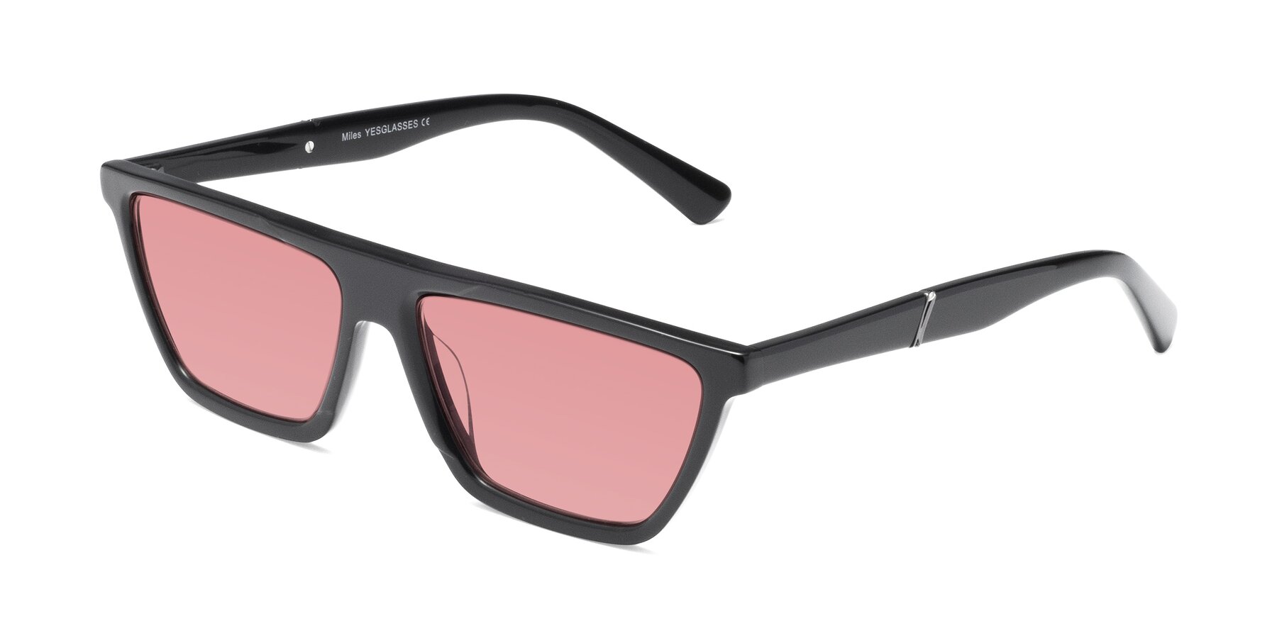 Angle of Miles in Black with Medium Garnet Tinted Lenses