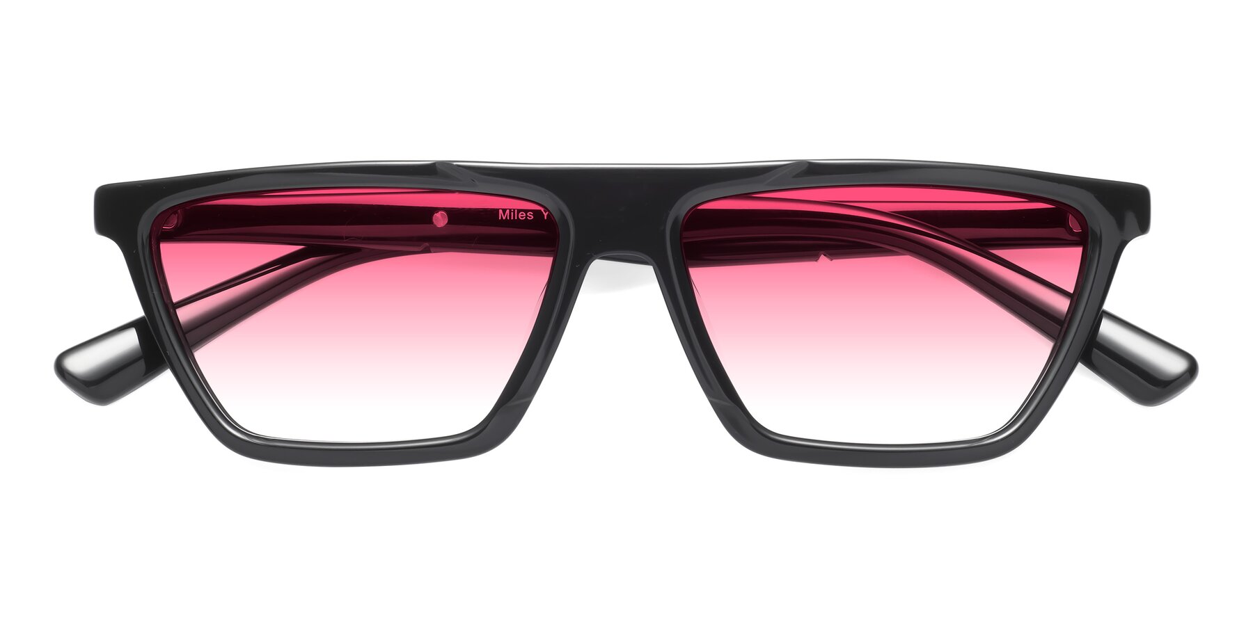 Folded Front of Miles in Black with Pink Gradient Lenses