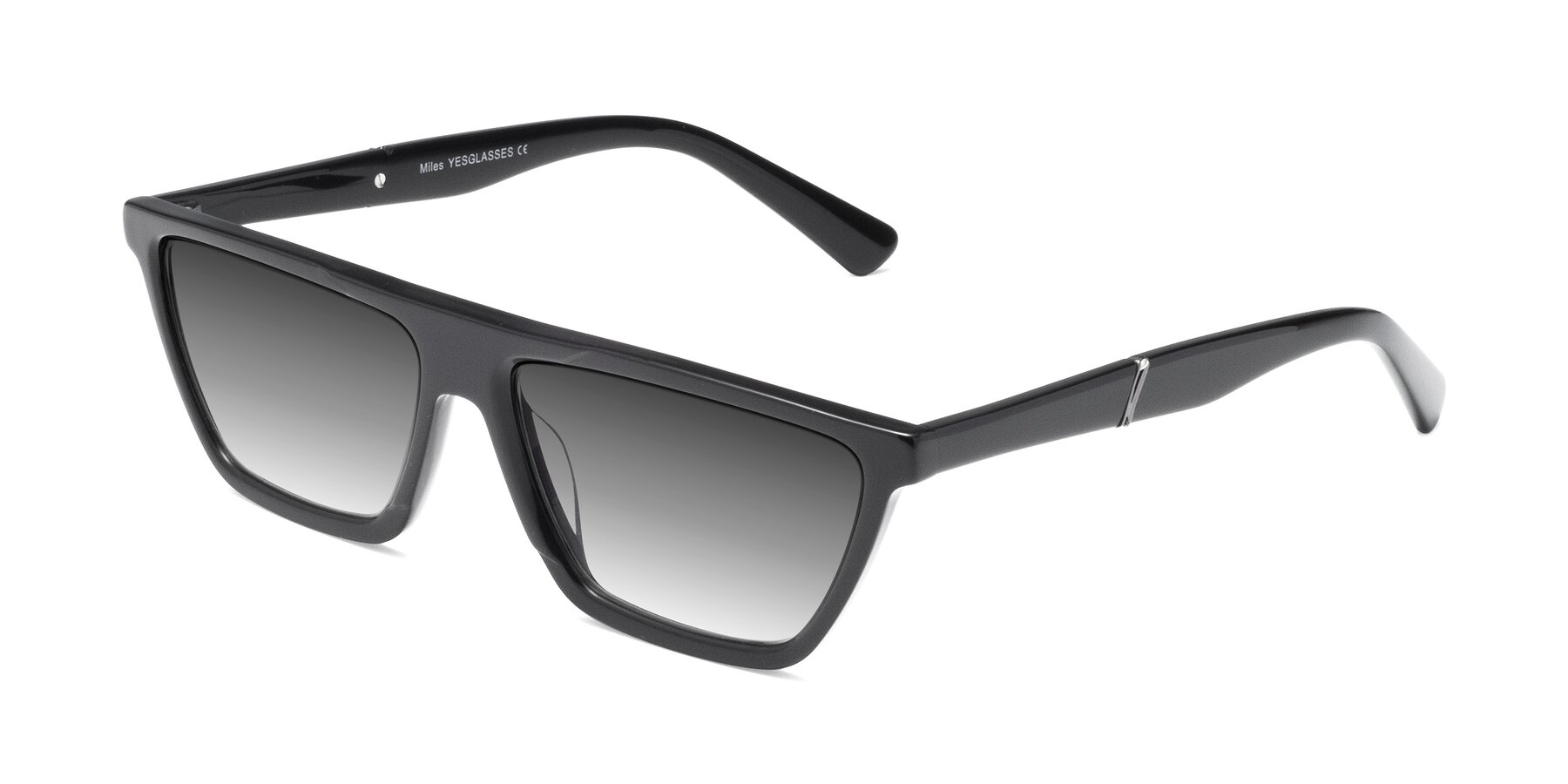 Angle of Miles in Black with Gray Gradient Lenses