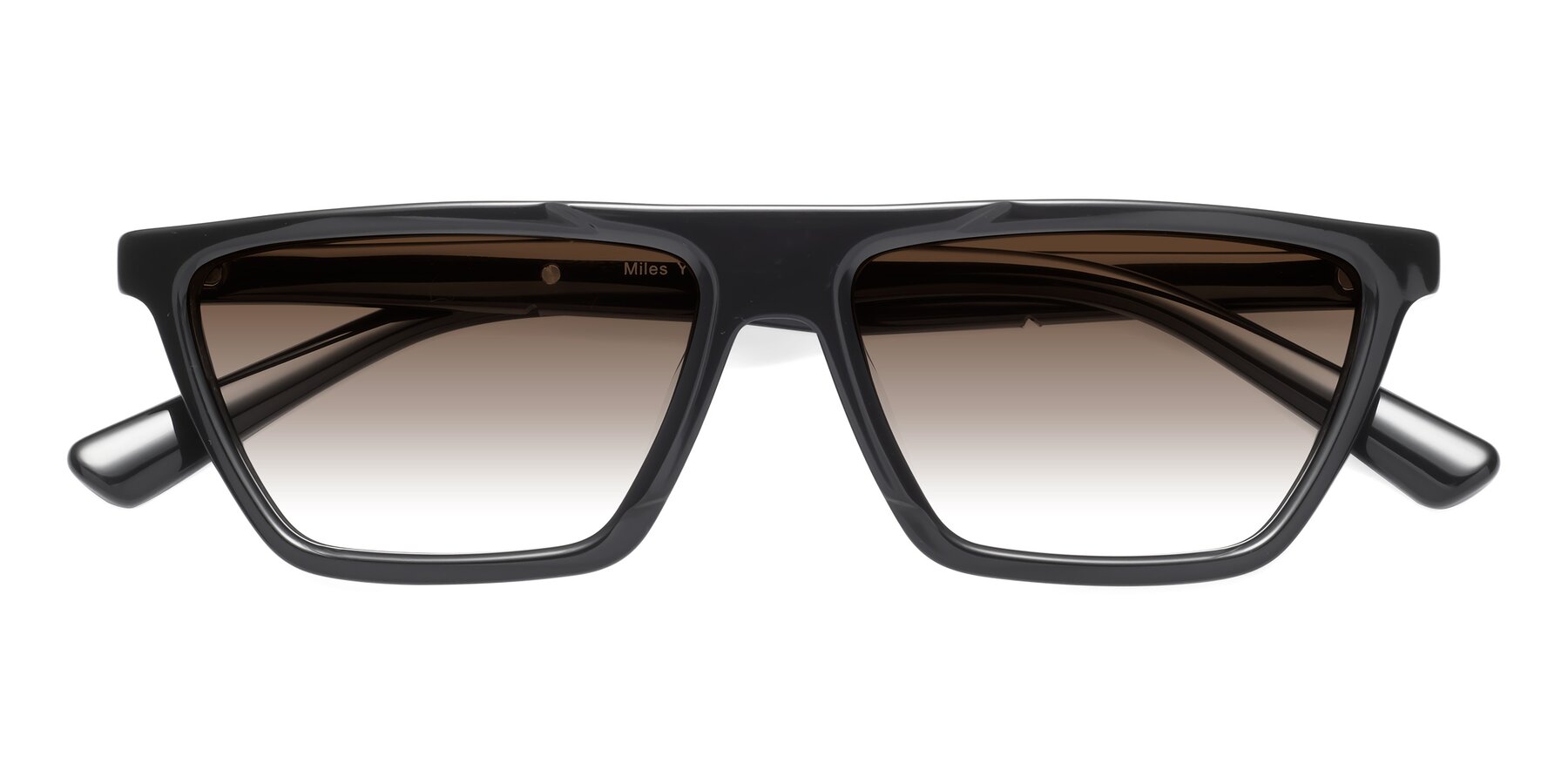 Folded Front of Miles in Black with Brown Gradient Lenses