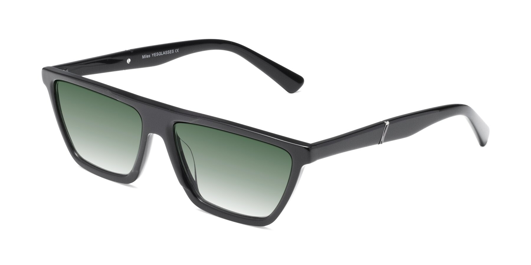 Angle of Miles in Black with Green Gradient Lenses
