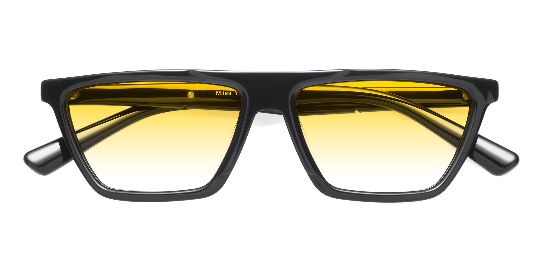 Folded Front of Miles in Black with Yellow Gradient Lenses