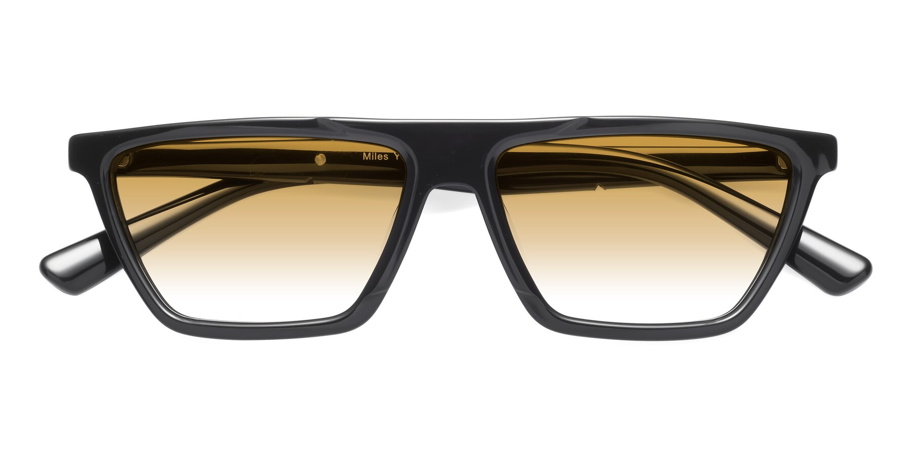 Folded Front of Miles in Black with Champagne Gradient Lenses