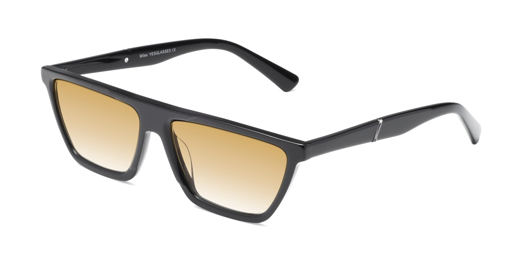 Angle of Miles in Black with Champagne Gradient Lenses