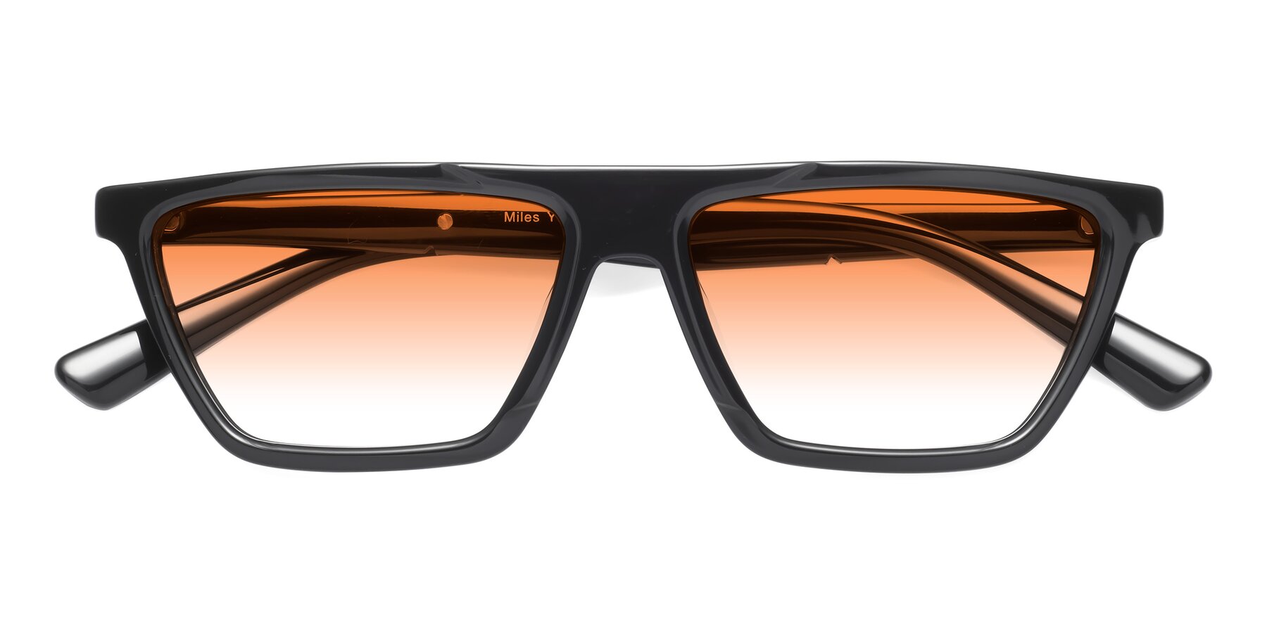 Folded Front of Miles in Black with Orange Gradient Lenses