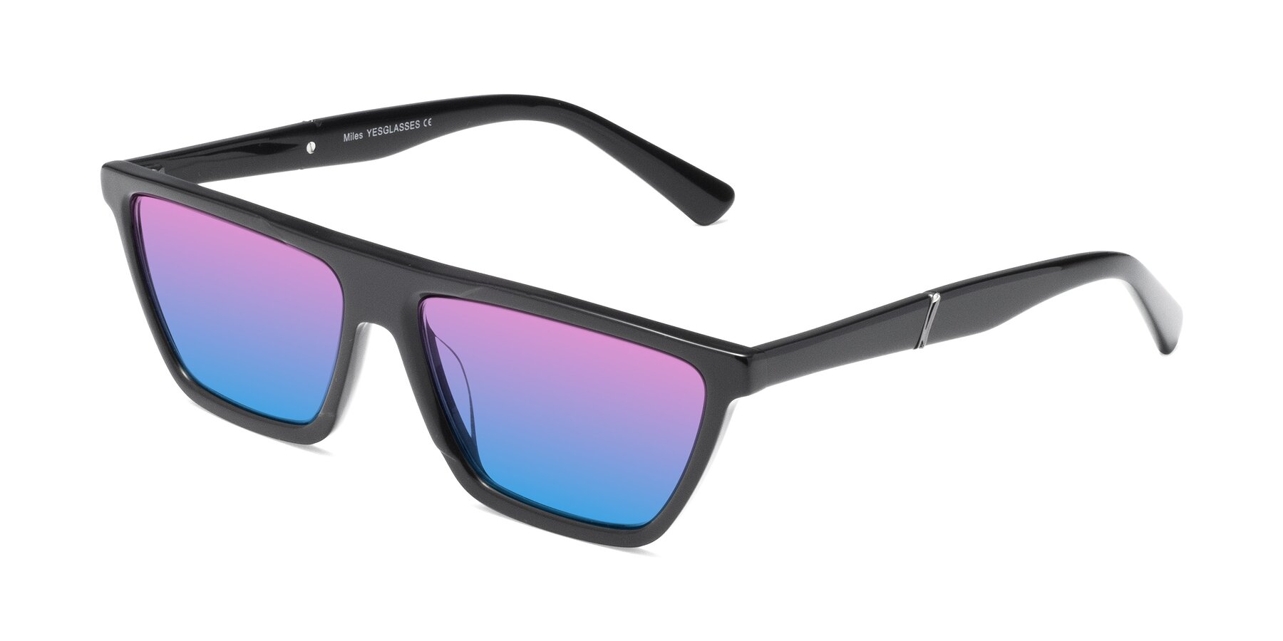 Angle of Miles in Black with Pink / Blue Gradient Lenses