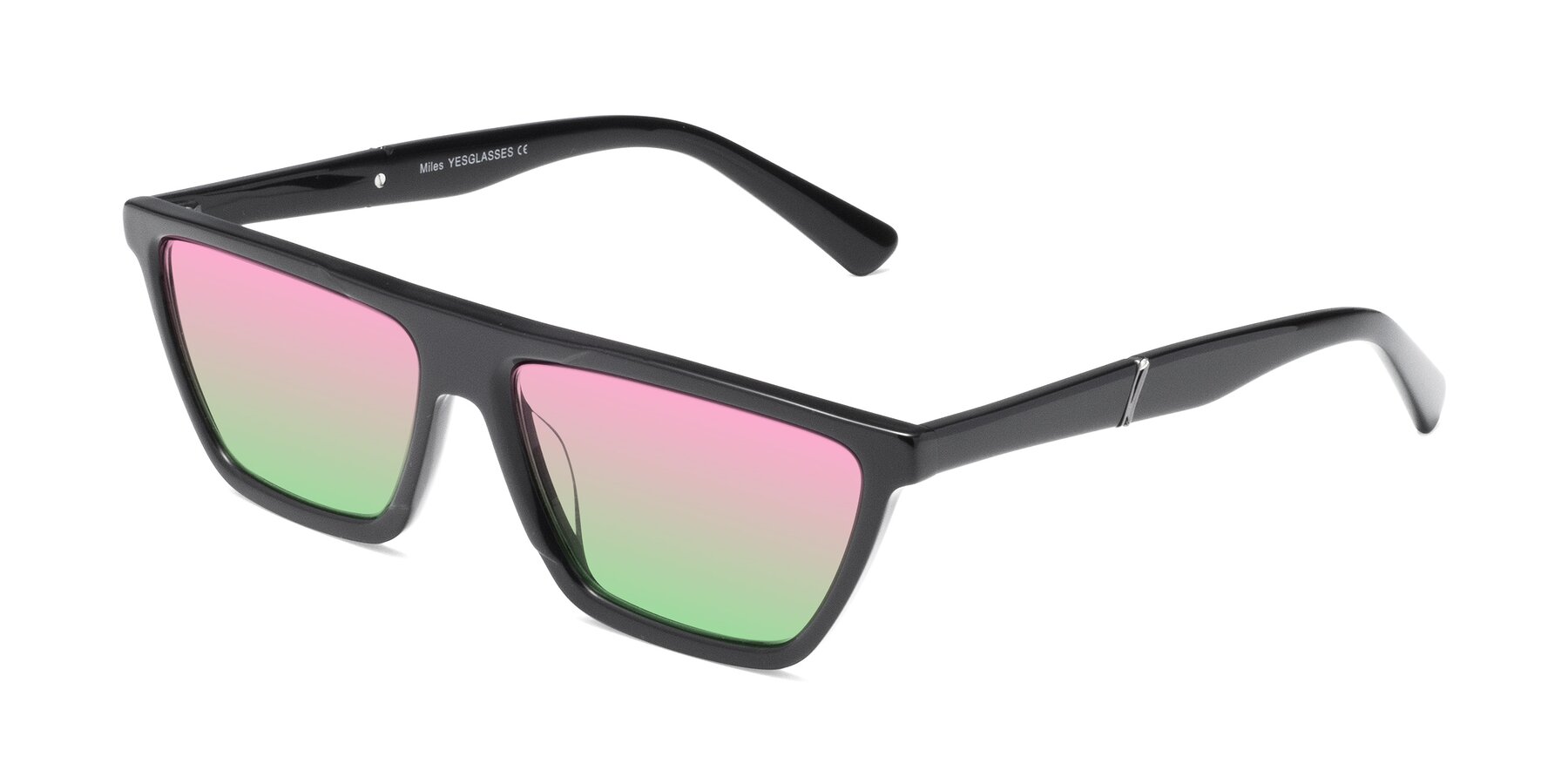 Angle of Miles in Black with Pink / Green Gradient Lenses